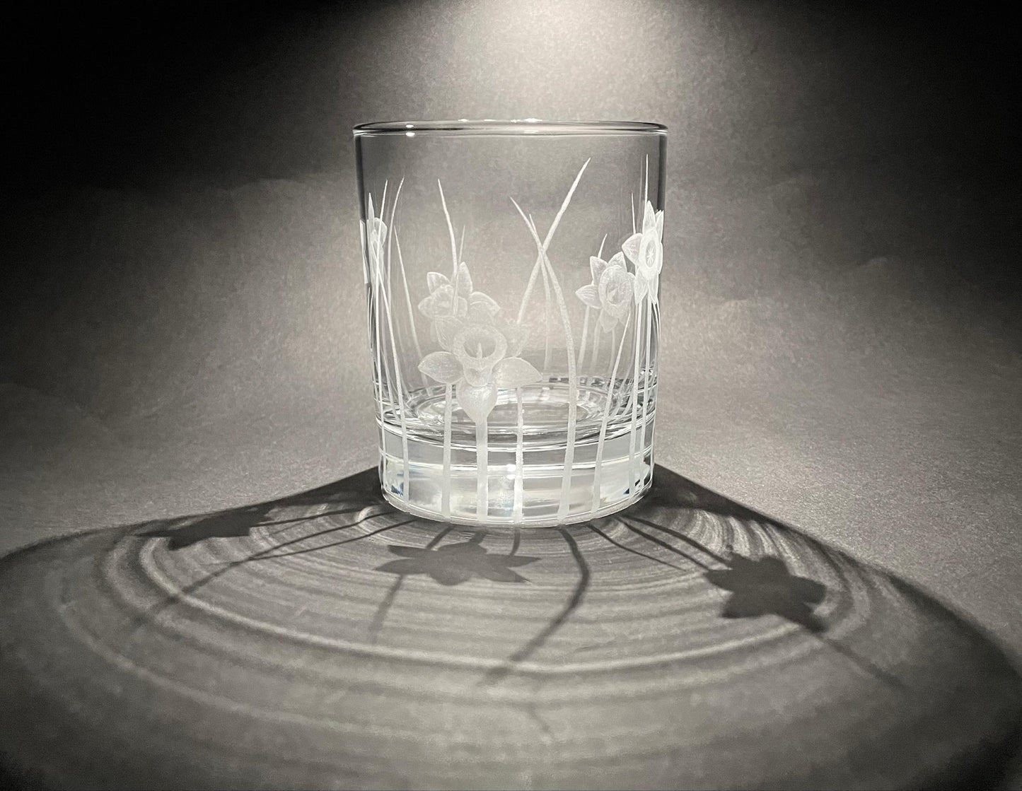 Hand Engraved Daffodil Whisky Glasses - Unique Daffodil Gift