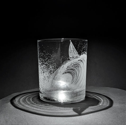 Personalised Sailing Yacht Gift - Hand Engraved Boat on a Wave Whisky Glass