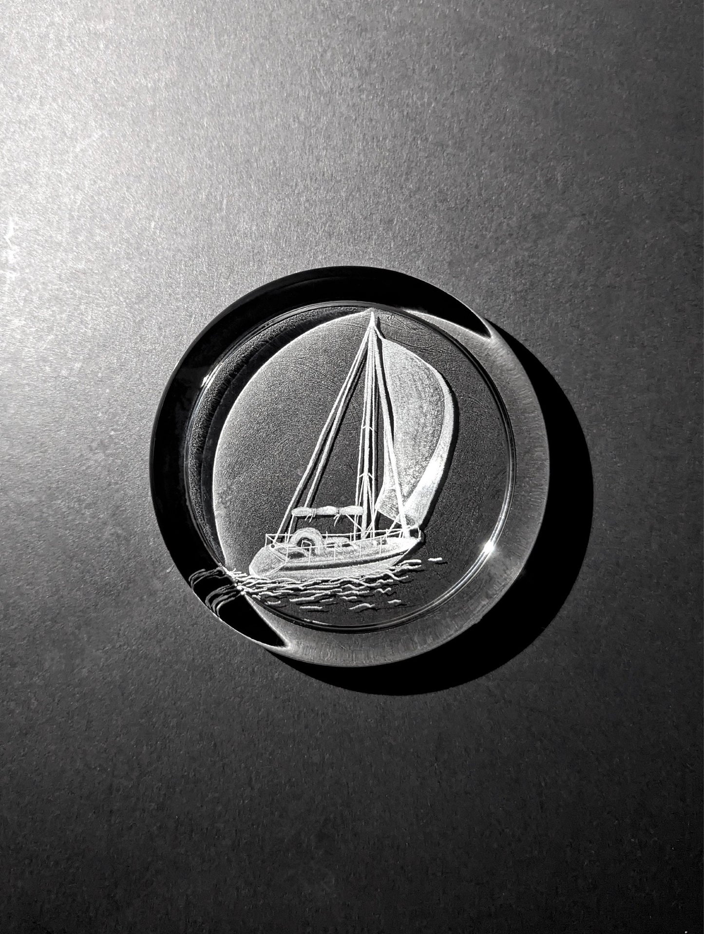 Sailing Boat Glass Paperweight - Unique Yacht Gifts