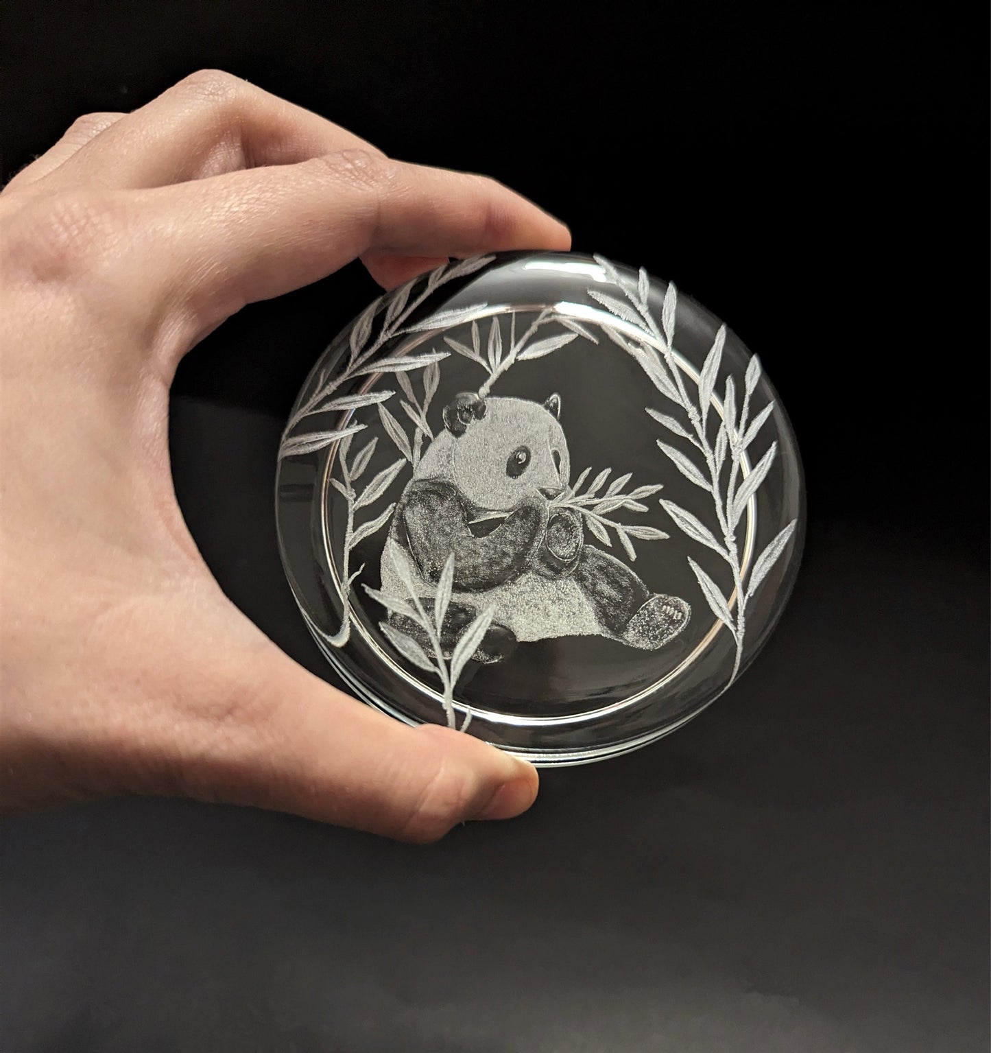 Engraved Panda Paperweight - Glass Paperweight Panda Bear Gift