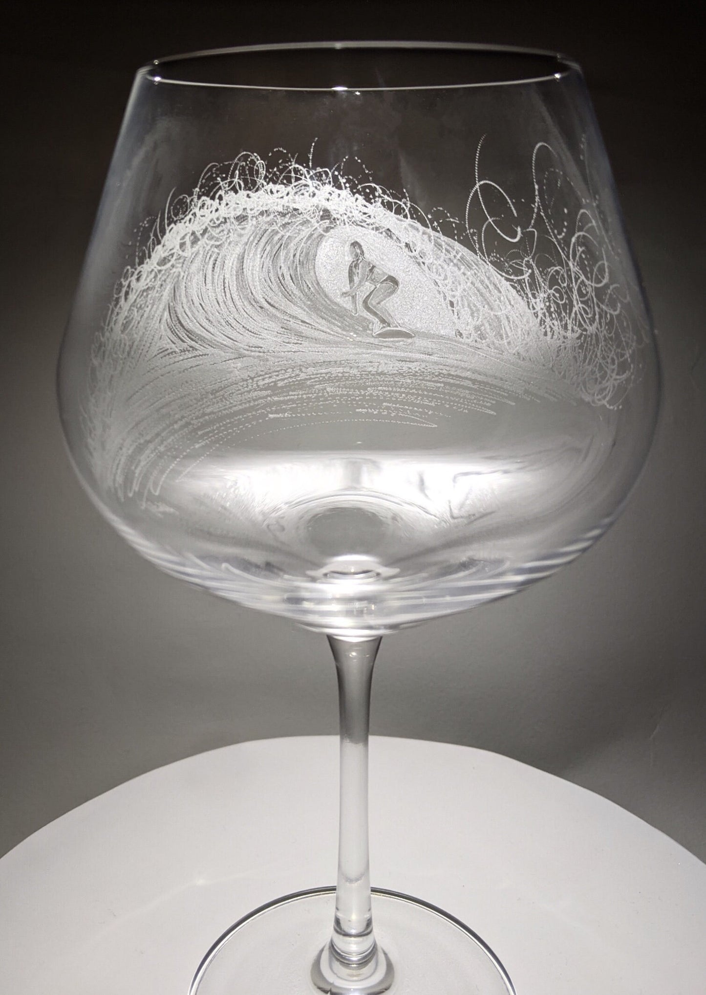 Hand Engraved Surfing Wave Gin Glass – Surfer Gift