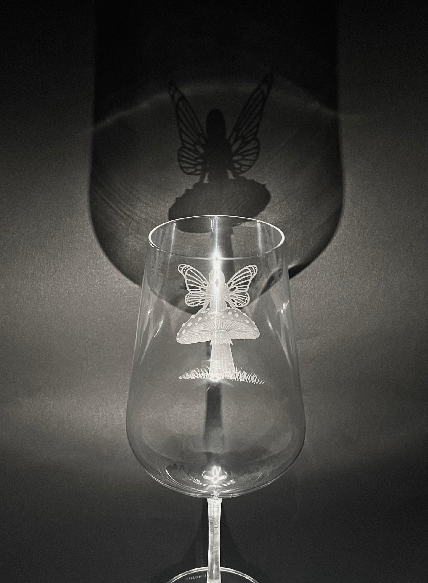 Customised Fairy and Mushroom Wine Glass - Unique Magical Fairy Gift