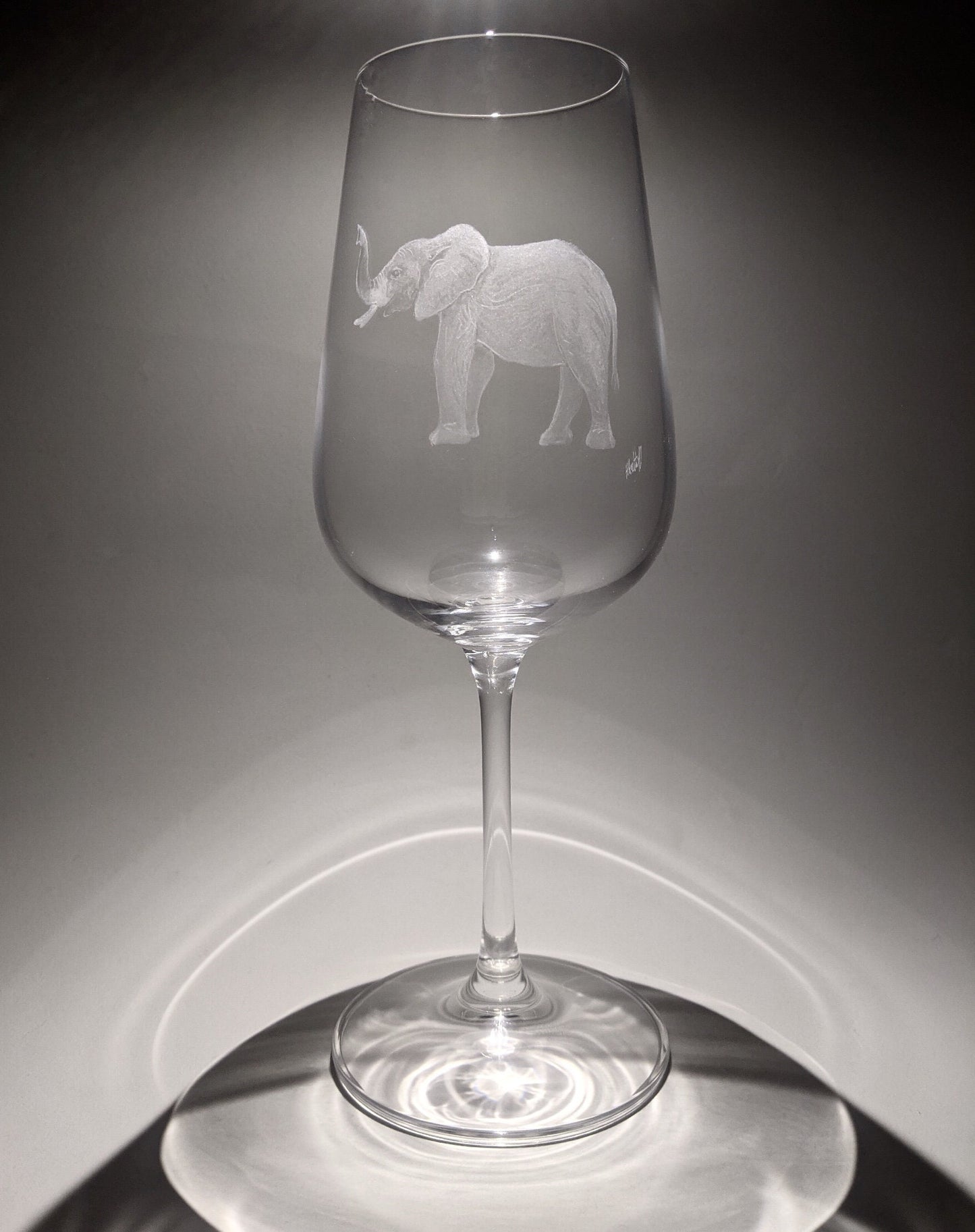 Hand Engraved Elephant Wine Glass – Personalized Animal Art Gift