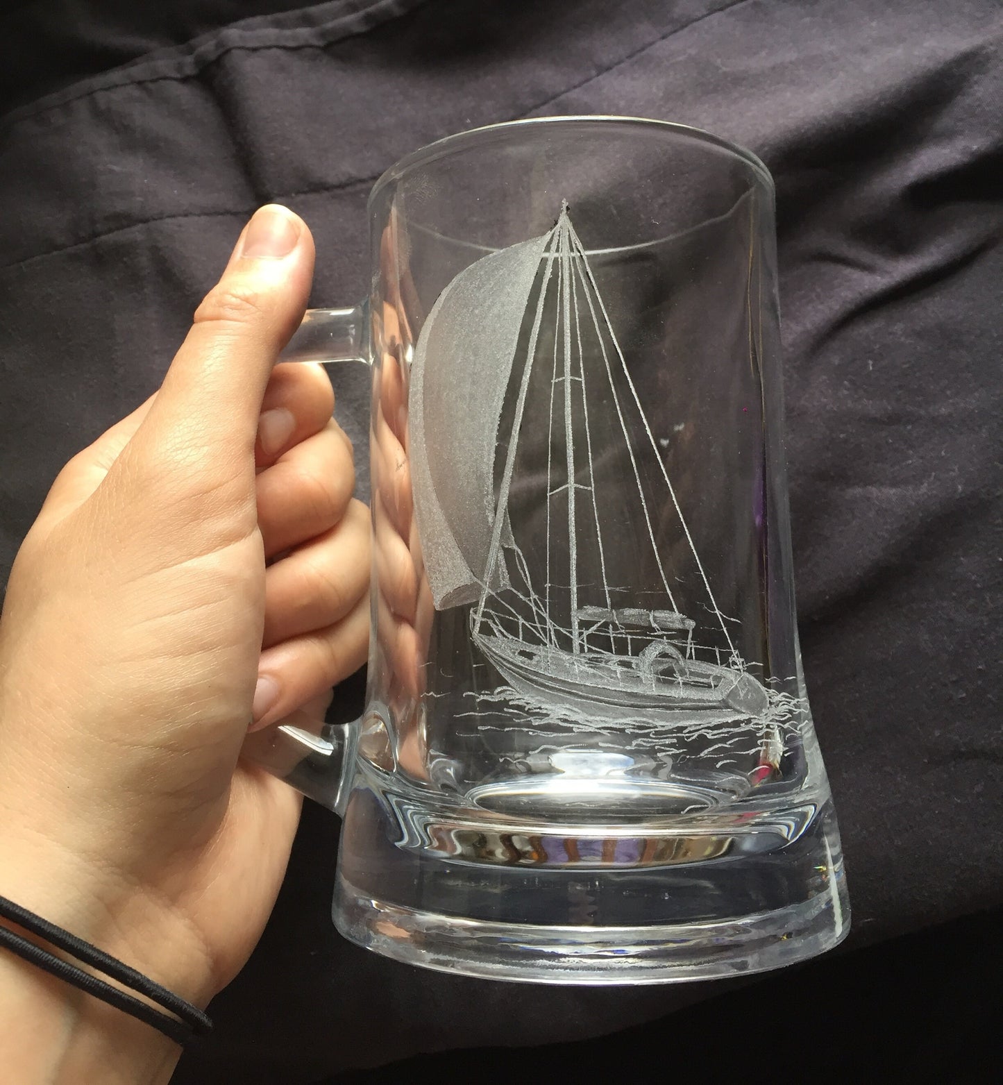 Hand Engraved Sailing Yacht Tankard – Personalized Boat Gift