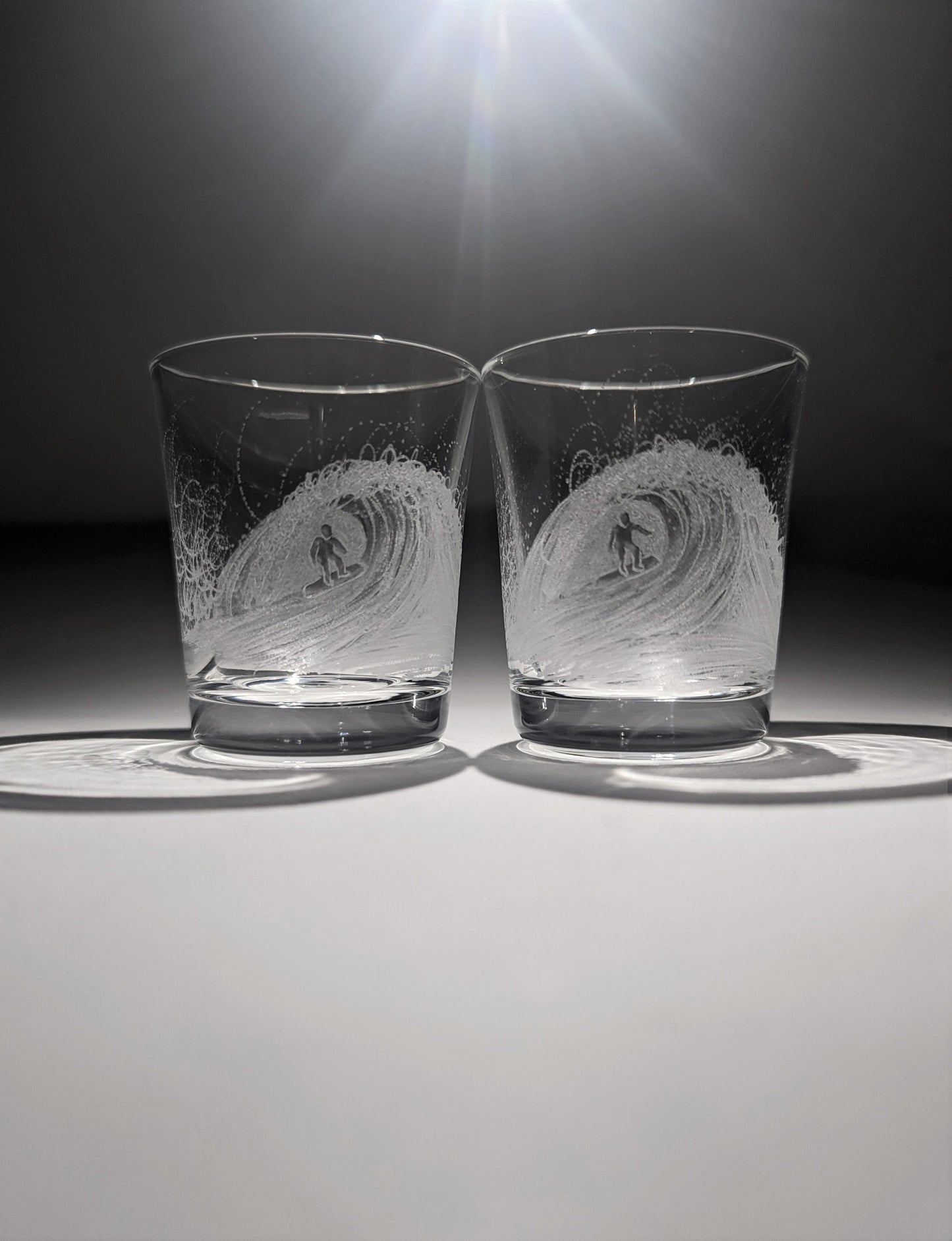 Hand Engraved Surfer Shot Glass - Surfing The Wave Gift