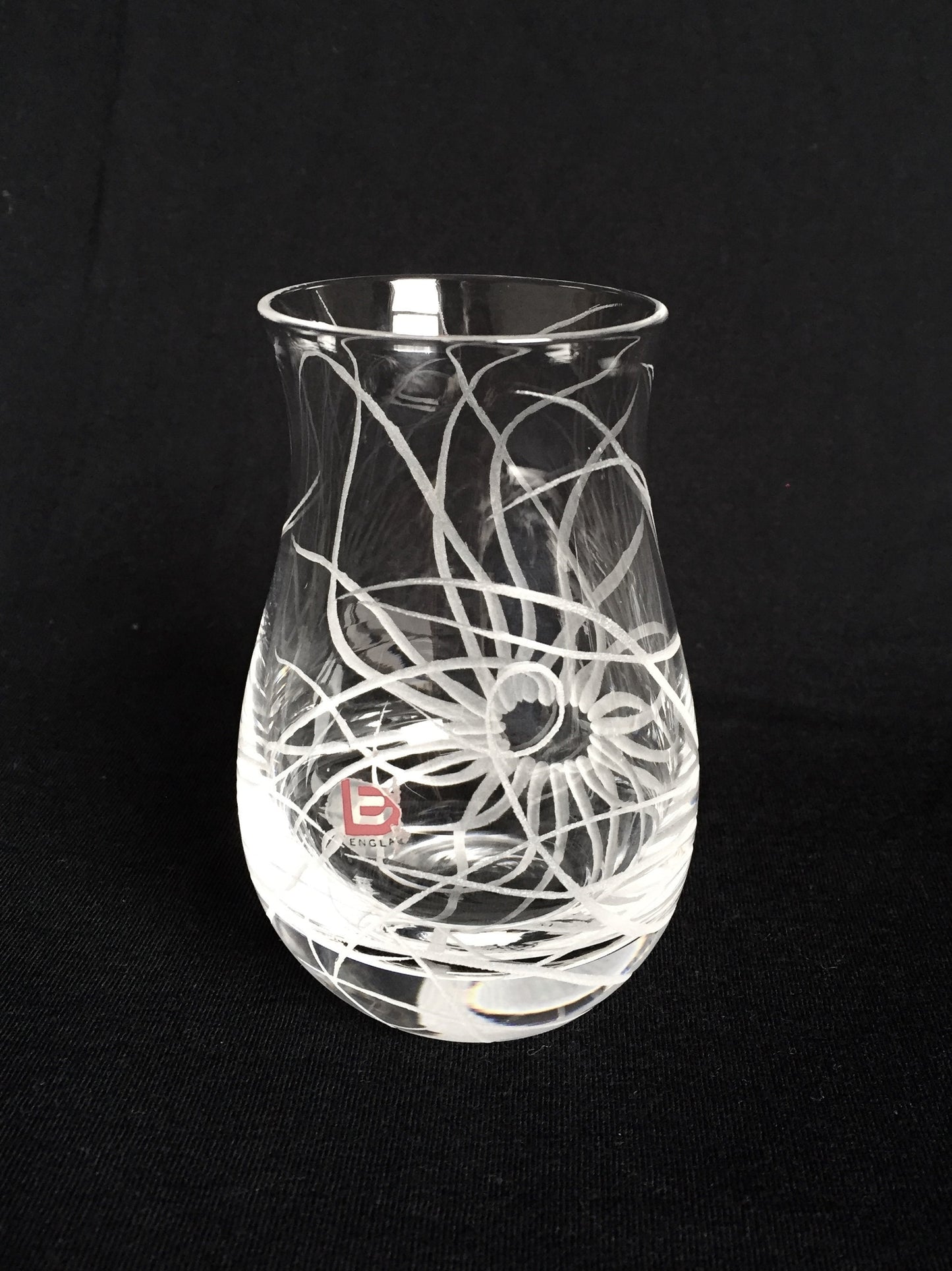Small Hand Engraved Dartington Crystal Vase - Miniature Sea Anemone Ocean Décor