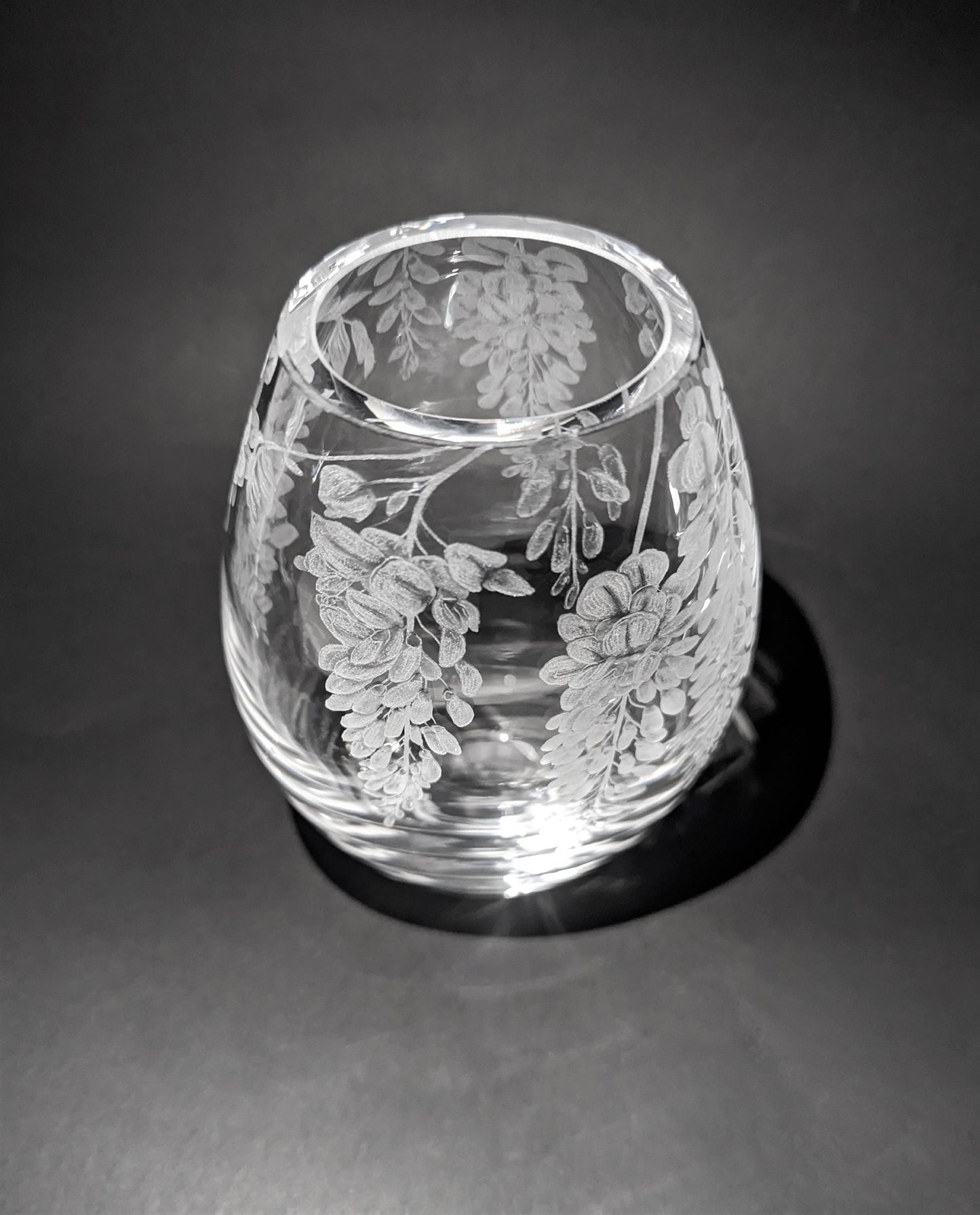 Unique Hand Engraved Wisteria Vase - Dartington Crystal Floral Gift