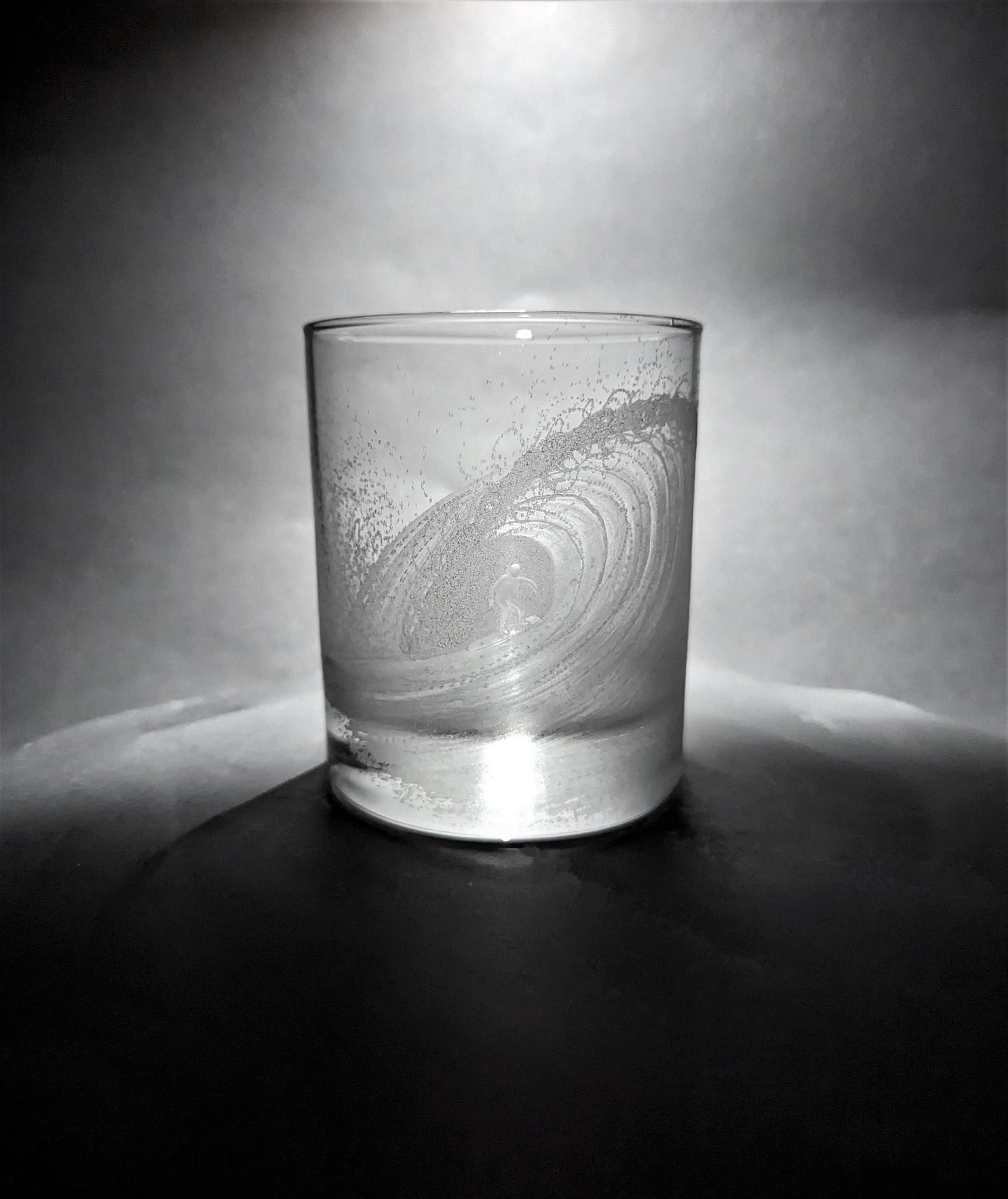 Hand Engraved Surfing Whisky Glass - Gift For Surfers