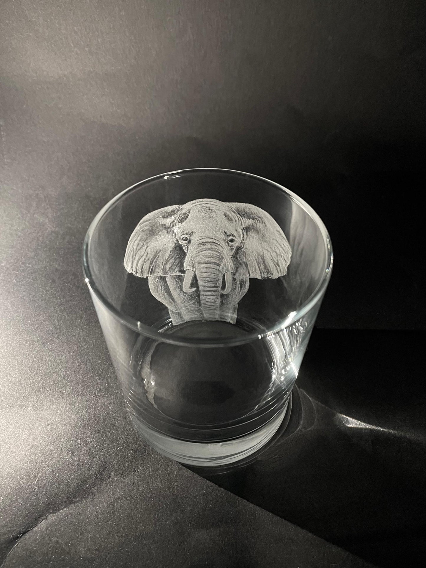 Hand Engraved Elephant Whisky Glass - Elephant Tumbler Gift
