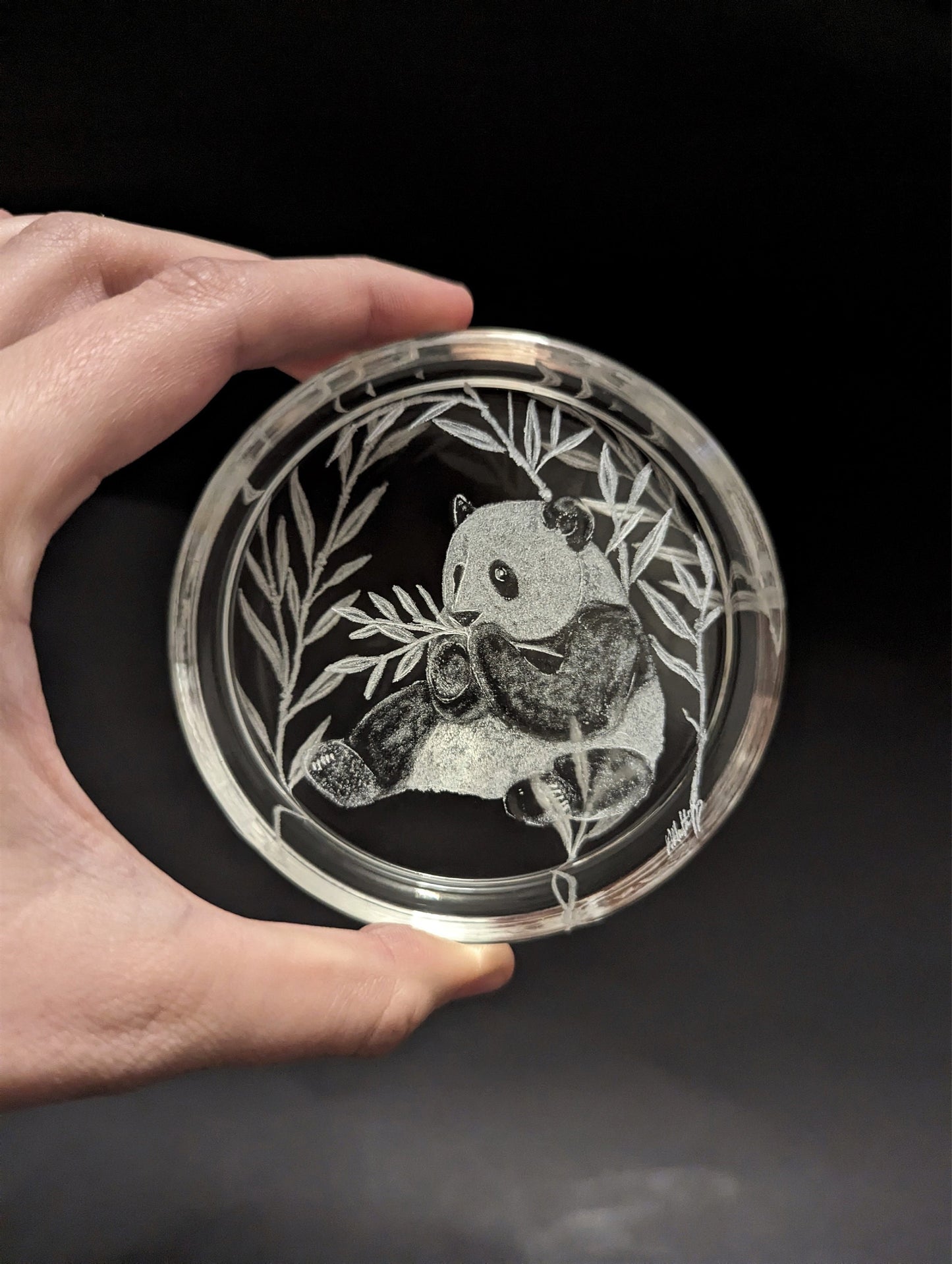 Engraved Panda Paperweight - Glass Paperweight Panda Bear Gift
