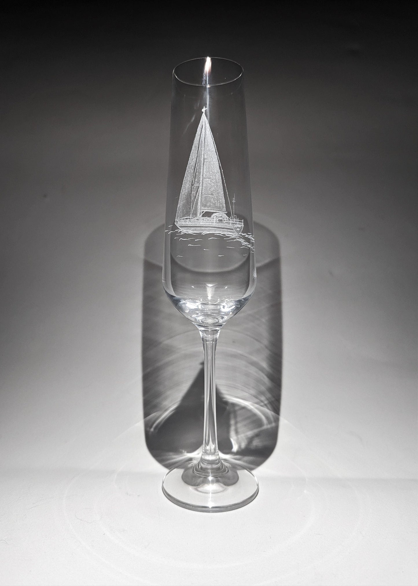 Hand Engraved Sailing Yacht Champagne Flute – Nautical Sailing Gift