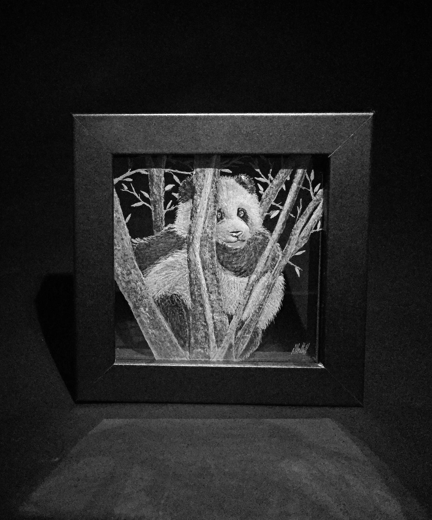 Hand Engraved Panda Glass Frame – Panda Art Gift