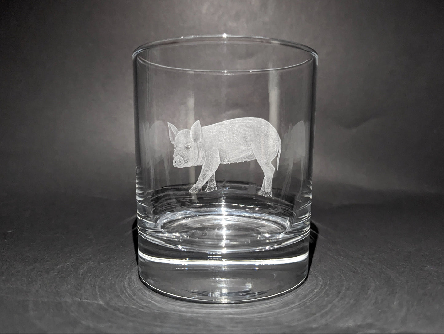 Hand Engraved Pig Whisky Glass – Cute Pig Lover Gift