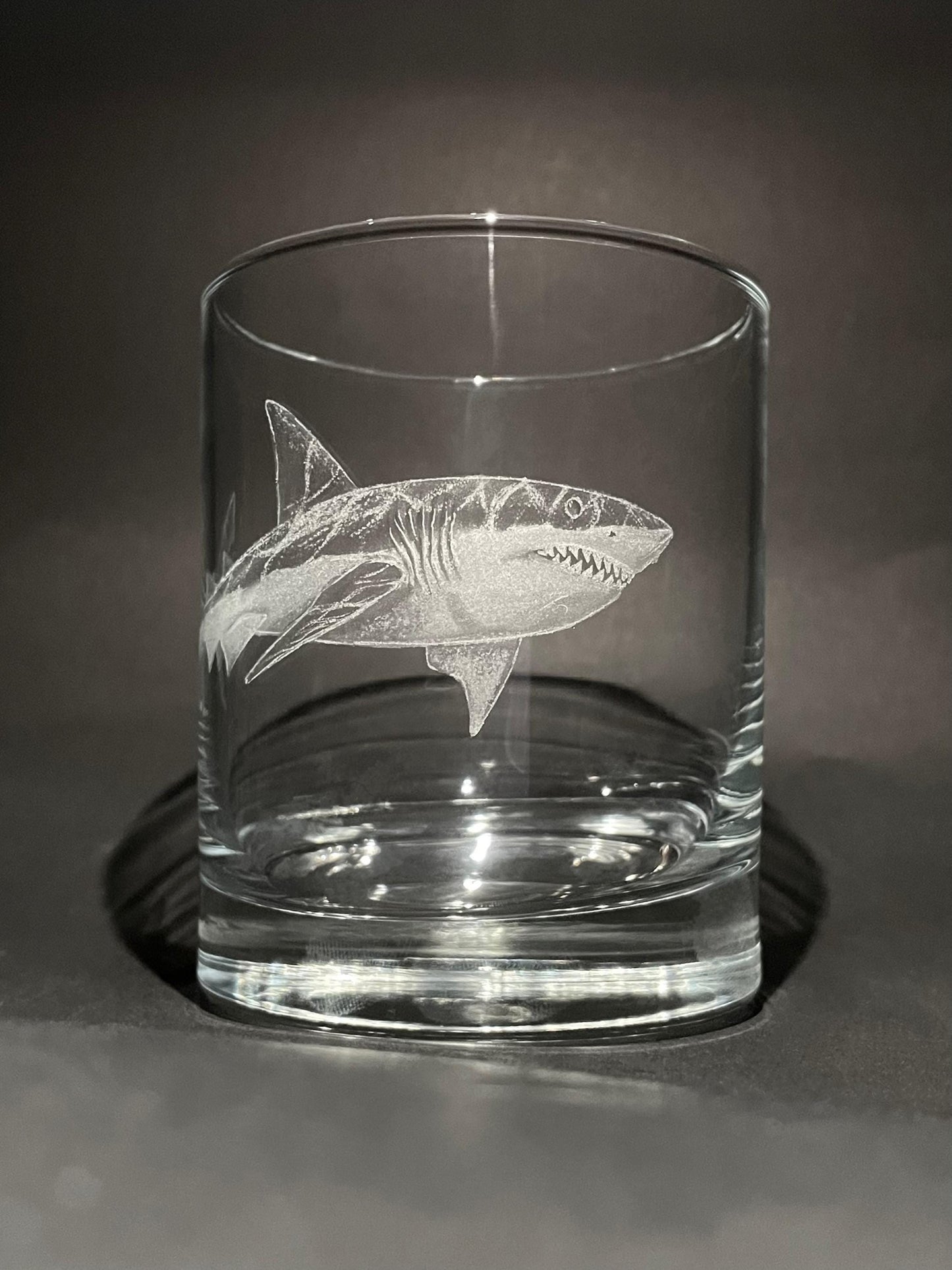 Customised Shark Whisky Glass - Hand Engraved Shark Gift