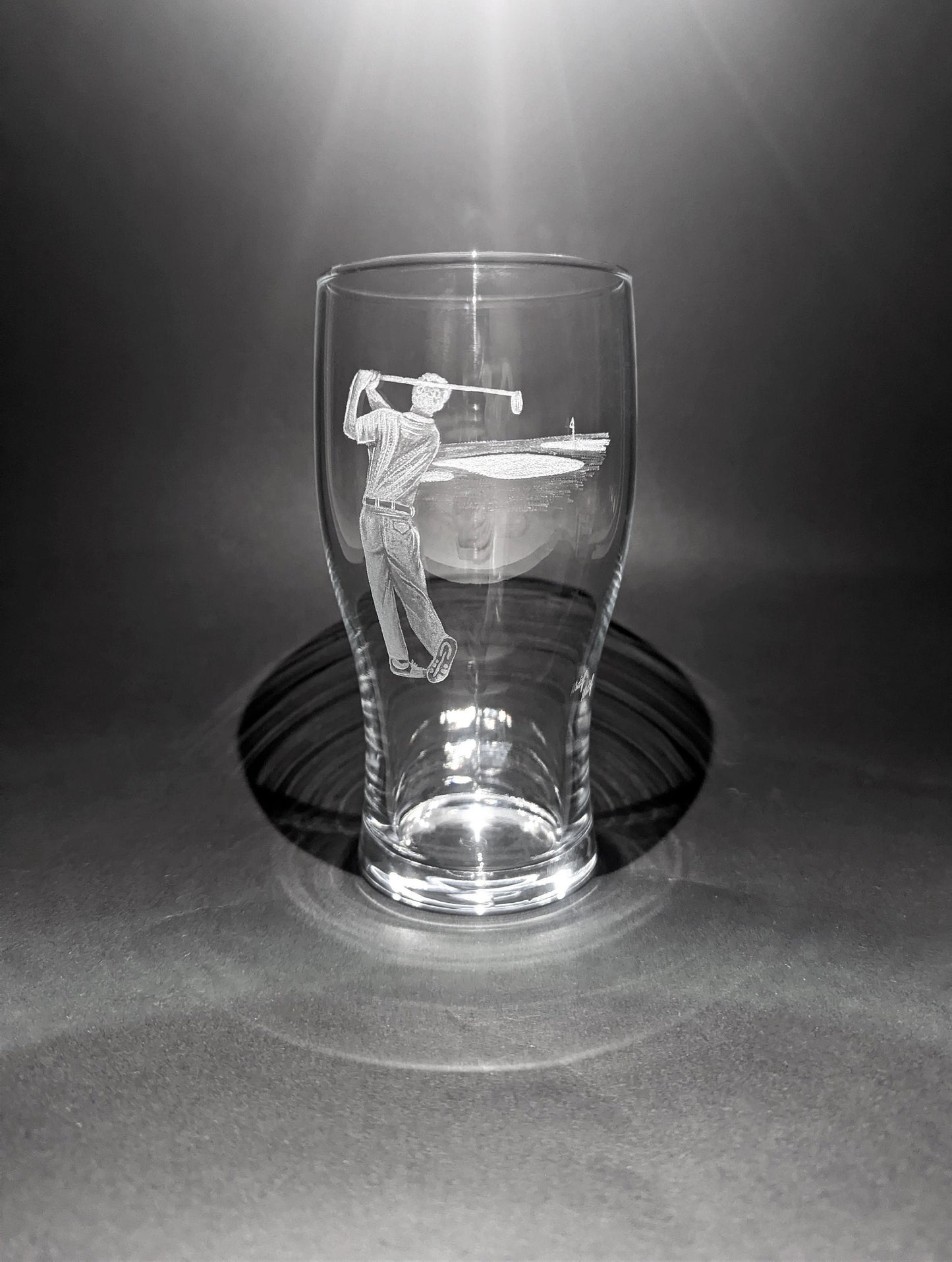 Hand Engraved Golf Beer Glass -  Personalised Golfer Gift