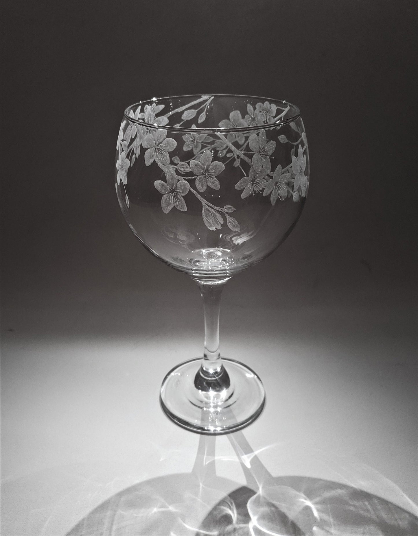 Hand Engraved Cherry Blossom Gin Glass – Floral Glass Gift