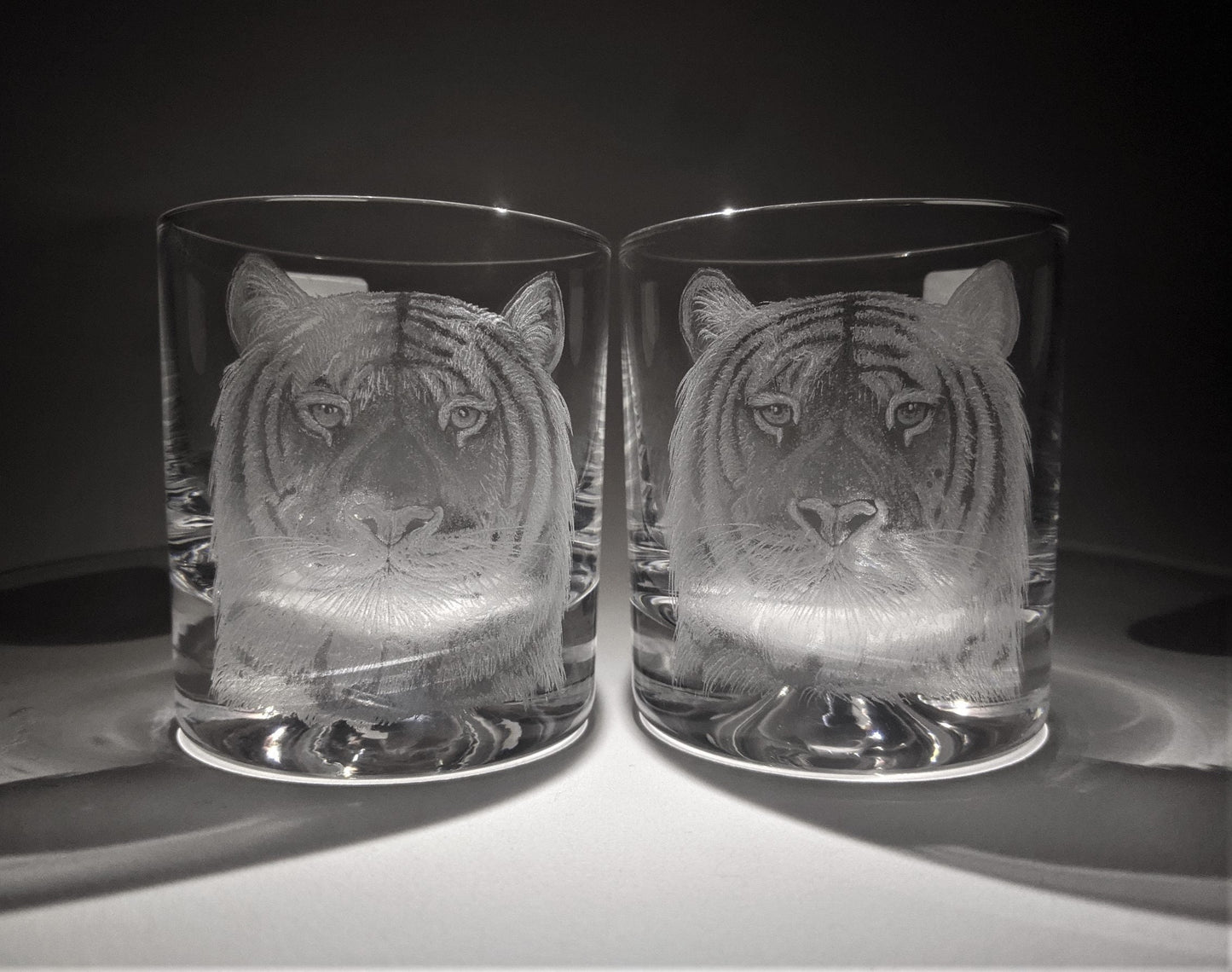 Hand Engraved Tiger Whisky Glass - Unique Tiger Gifts