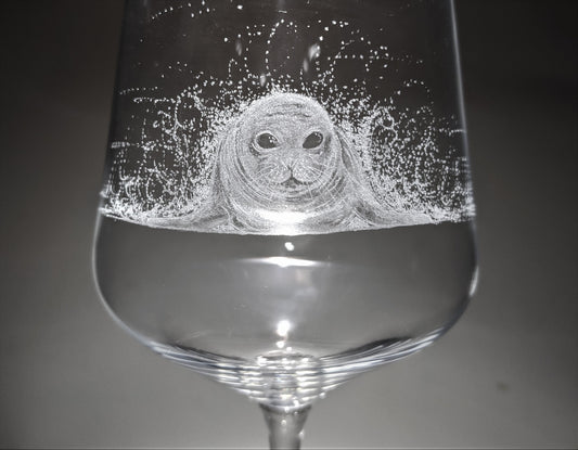 Hand Engraved Seal Wine Glass – Cute Seal Gift