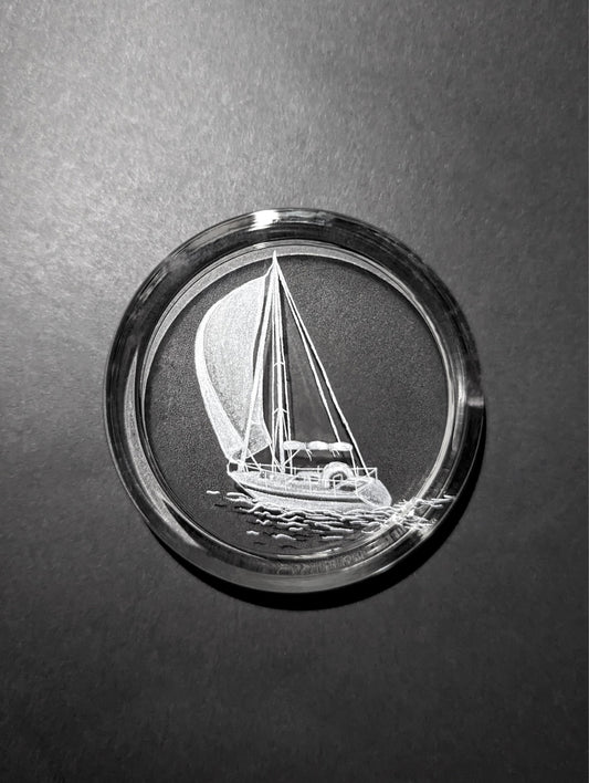 Sailing Boat Glass Paperweight - Unique Yacht Gifts