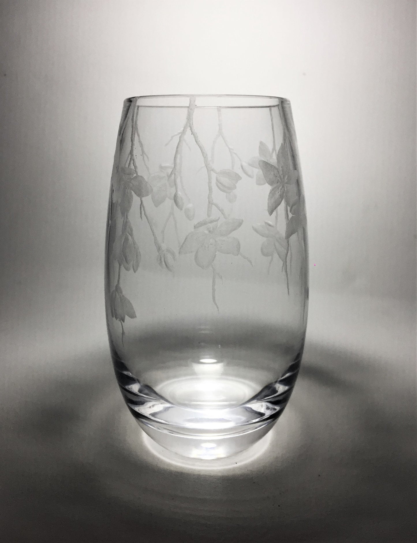 Glass Engraved Cherry Blossom Vase - Unique Cherry Blossom Gift