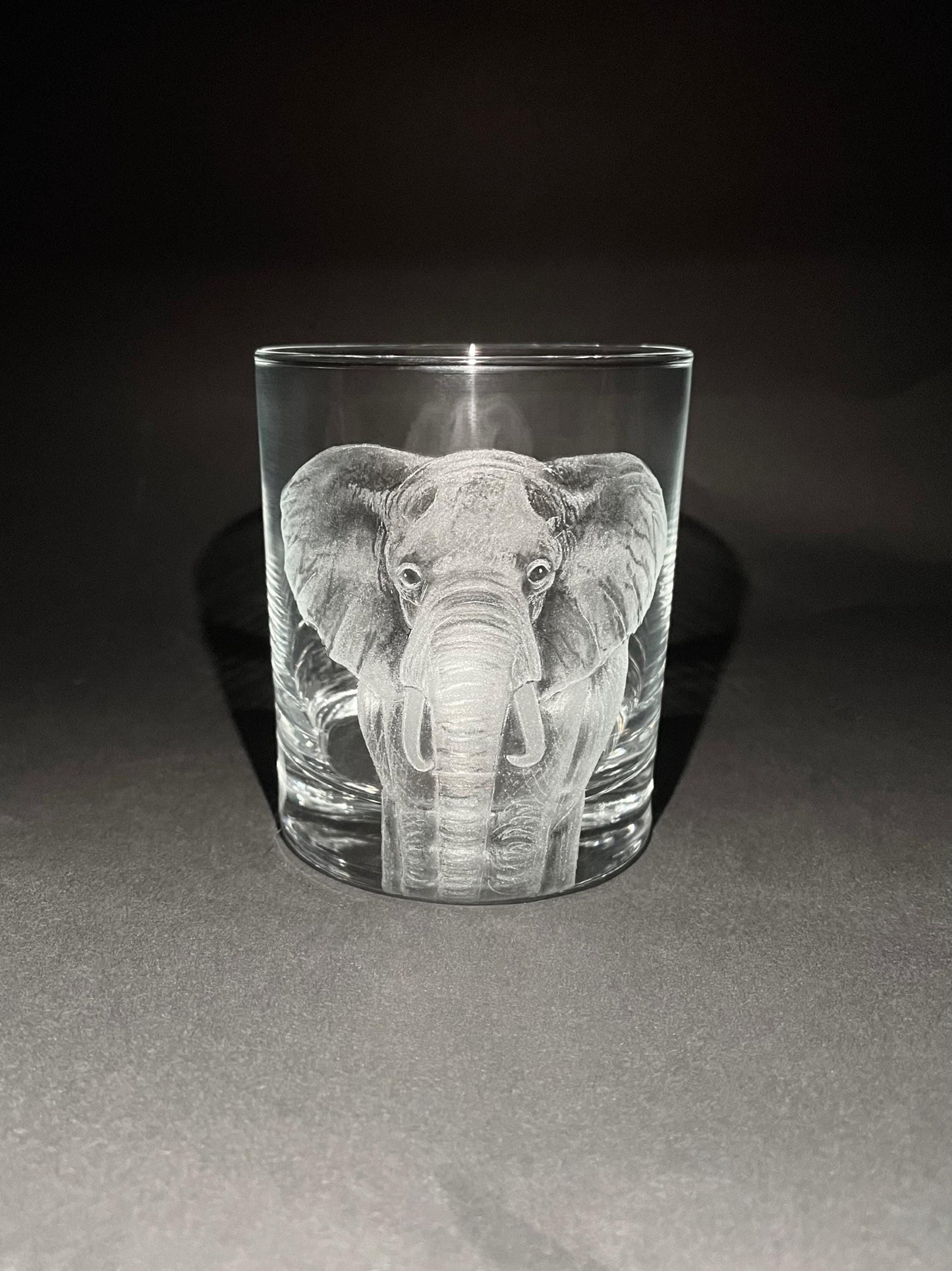 Hand Engraved Elephant Whisky Glass - Elephant Tumbler Gift