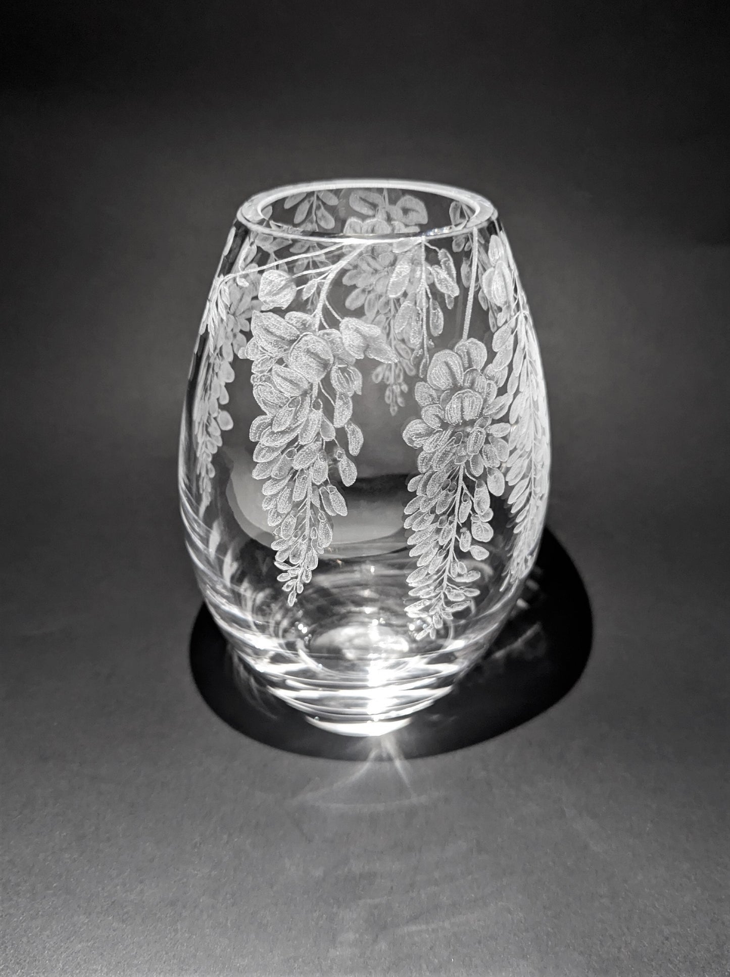 Unique Hand Engraved Wisteria Vase - Dartington Crystal Floral Gift