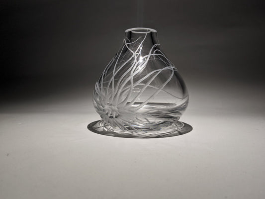 Hand Engraved Sea Anemone Vase - Ocean Themed Glass Gift