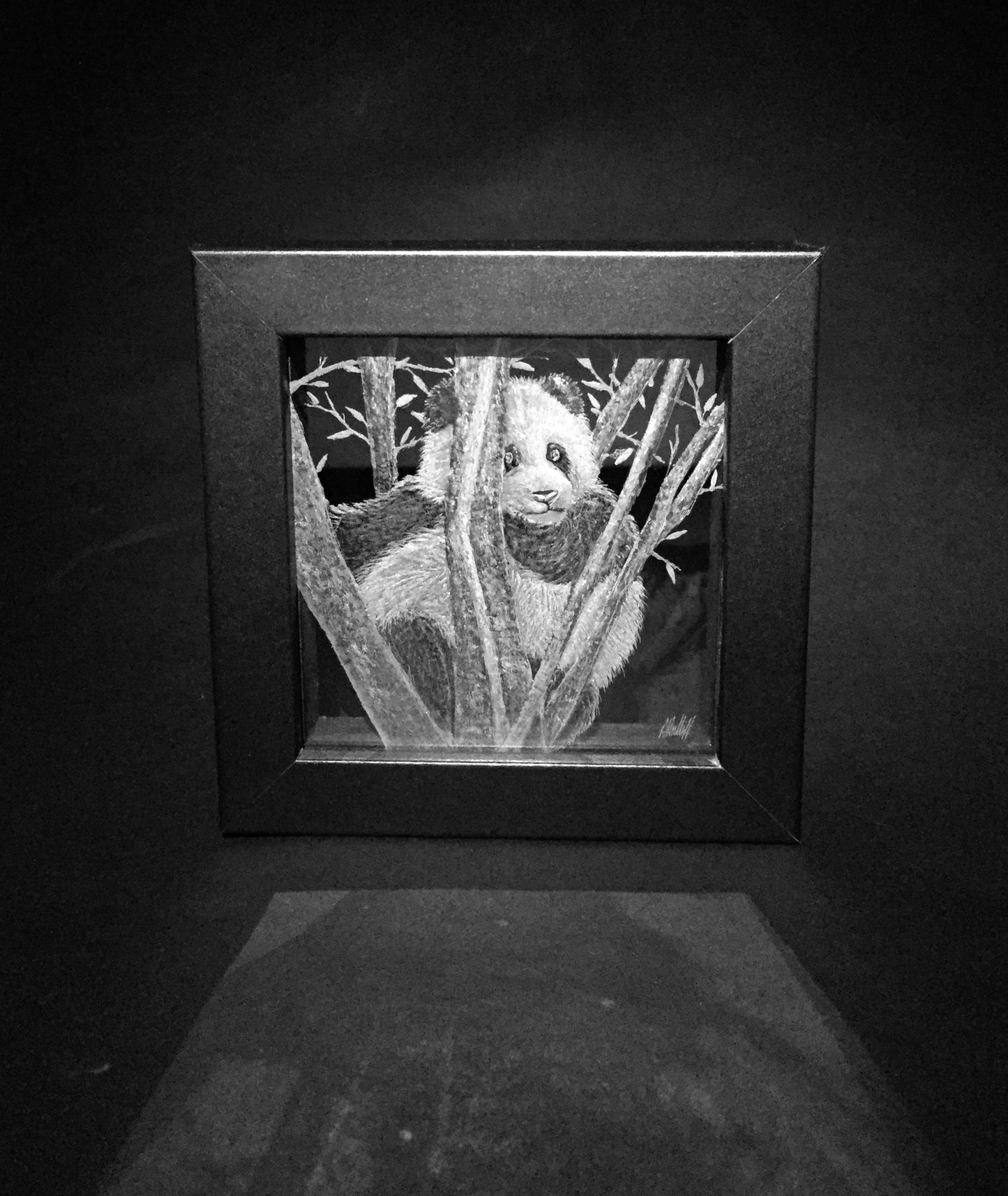 Hand Engraved Panda Glass Frame – Panda Art Gift