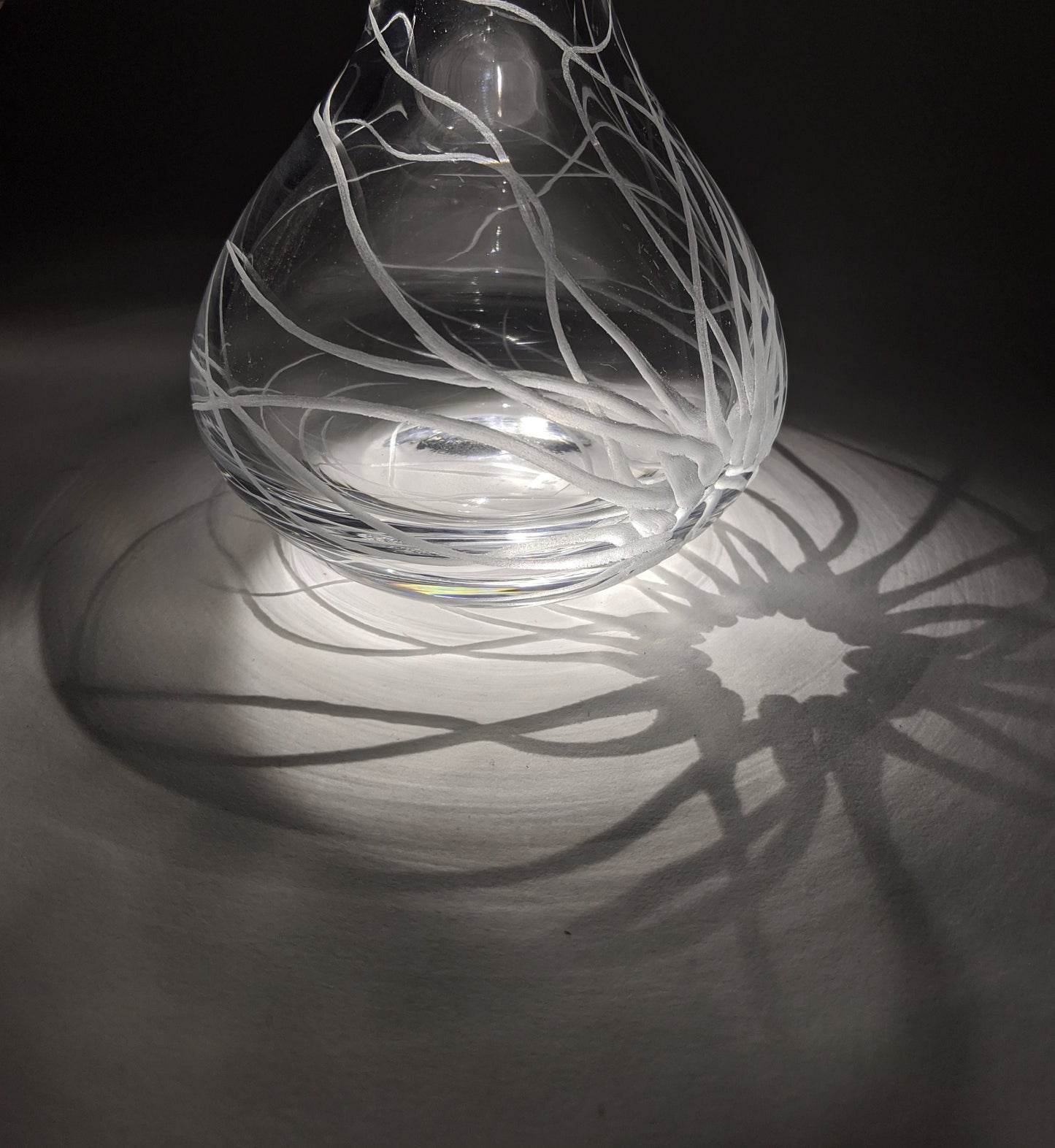 Hand Engraved Sea Anemone Vase - Ocean Themed Glass Gift