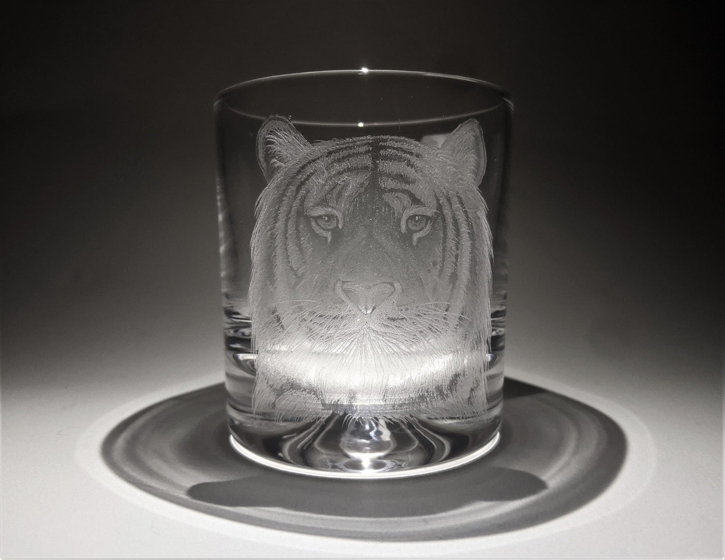 Hand Engraved Tiger Whisky Glass - Unique Tiger Gifts