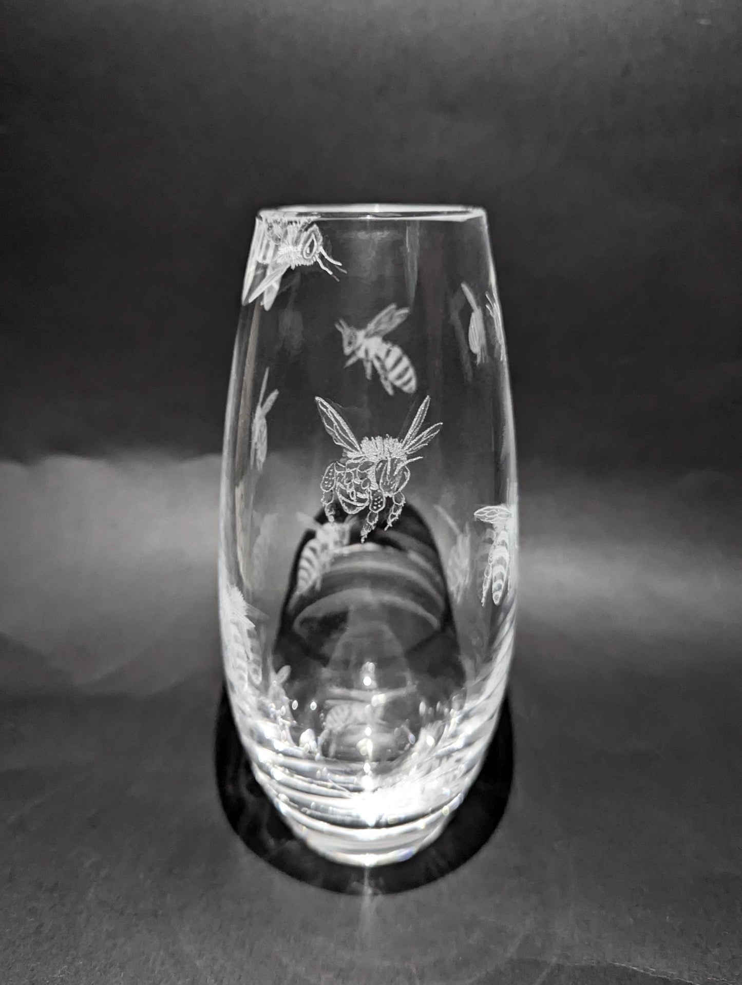 Honey Bee Crystal Vase - Hand Engraved Bee Gifts