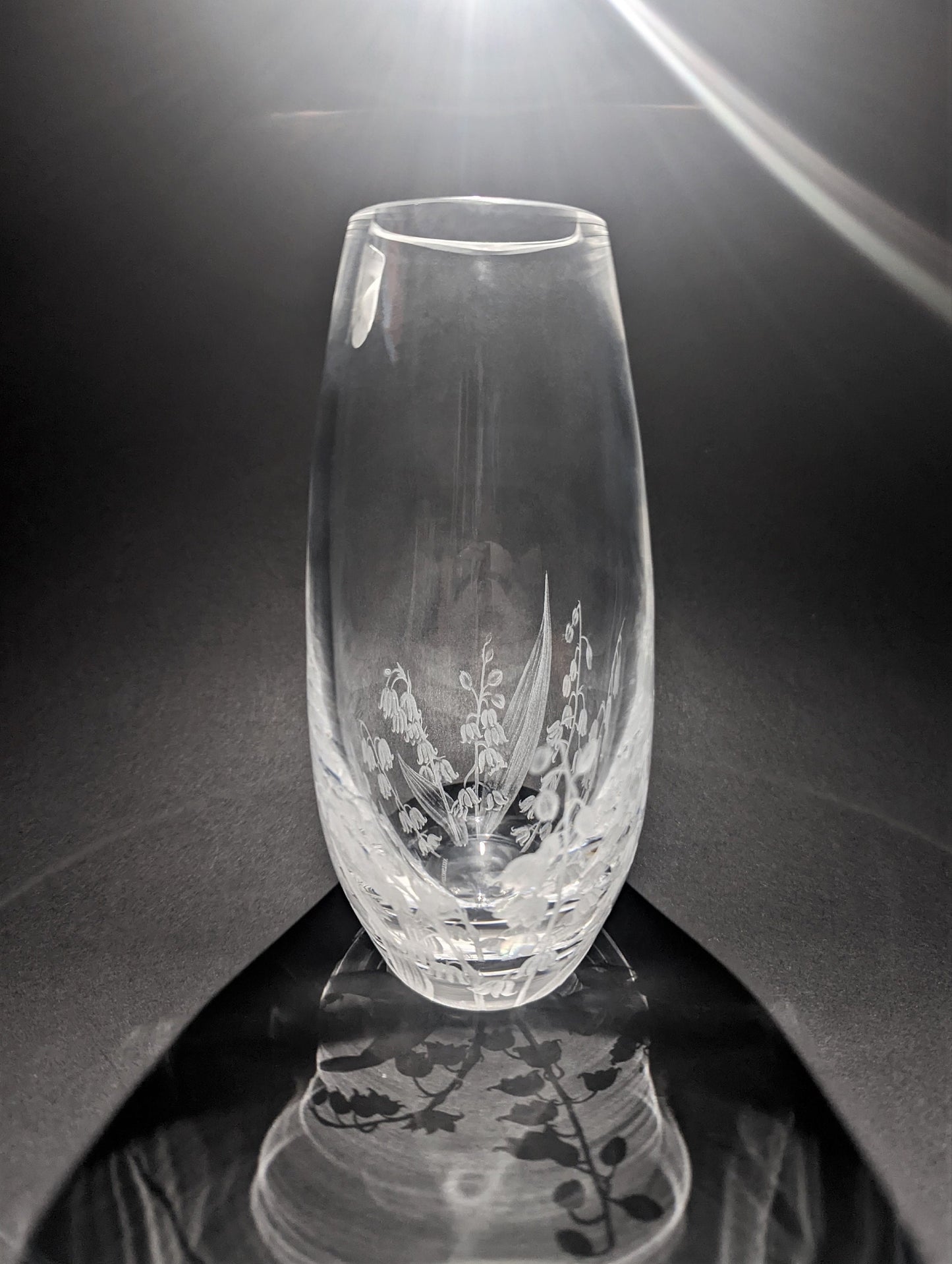 Hand Engraved Lily Of The Valley Vase - Dartington Crystal Floral Vase