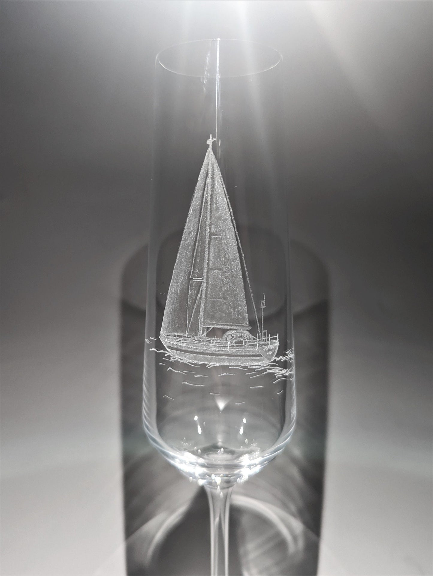Hand Engraved Sailing Yacht Champagne Flute – Nautical Sailing Gift