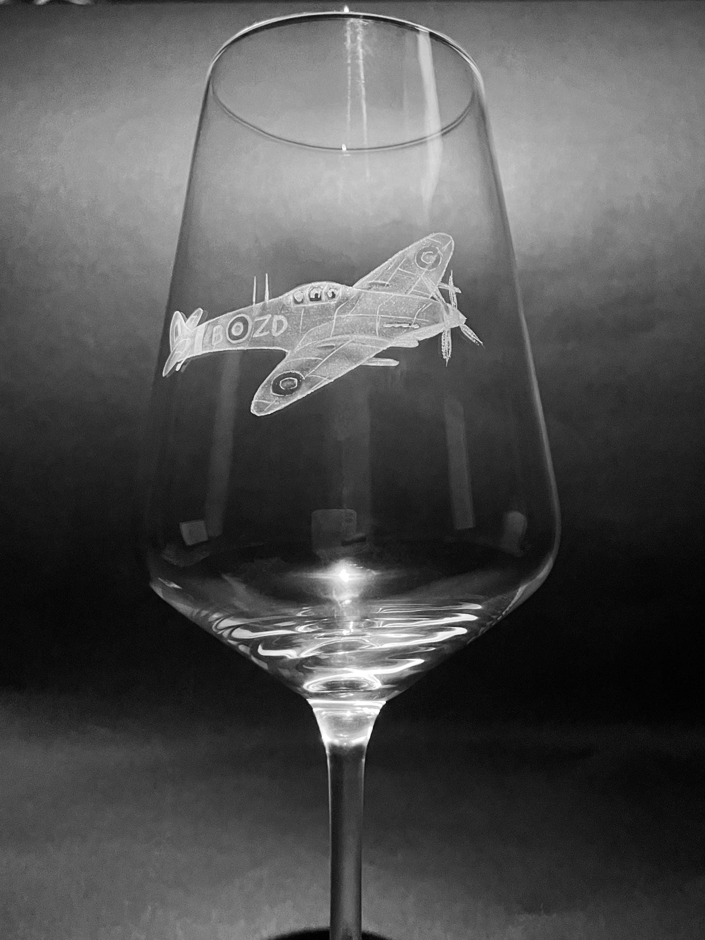 Spitfire Wine Glass - Spitfire Glass - Hand Engraved Spitfire - Spitfire Art- Spitfire Gift - Wine Glasses - Engraved Glass - Spitfire Plane