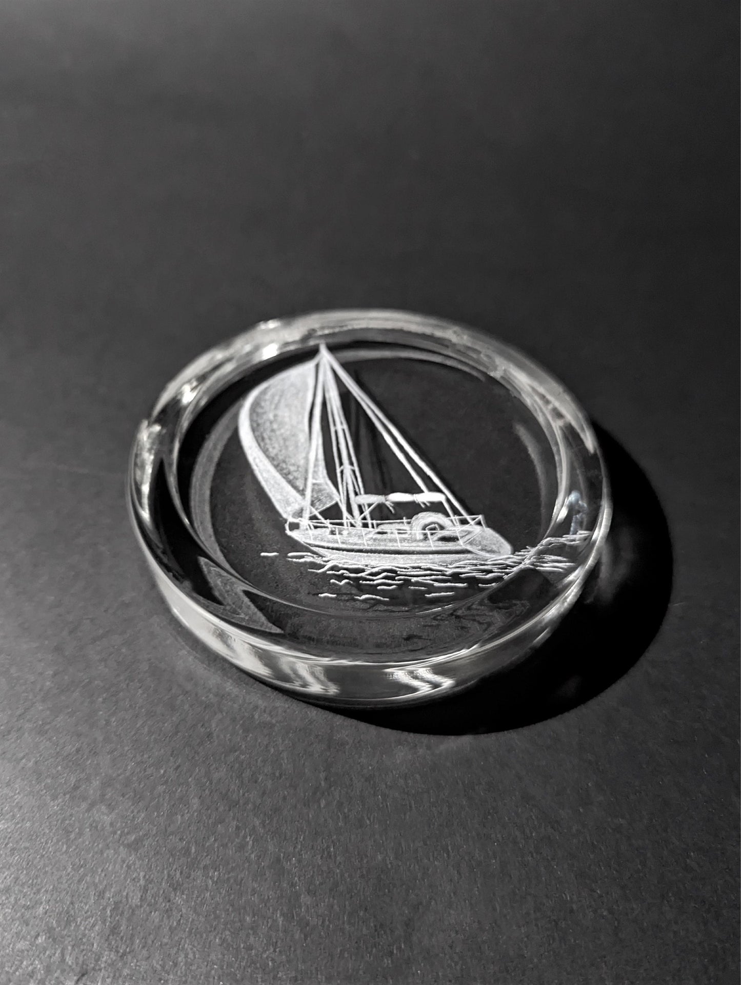Sailing Boat Glass Paperweight - Unique Yacht Gifts