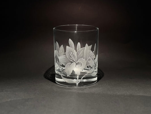 Hand Engraved Lily Whisky Glass - Lily Flowers Gift