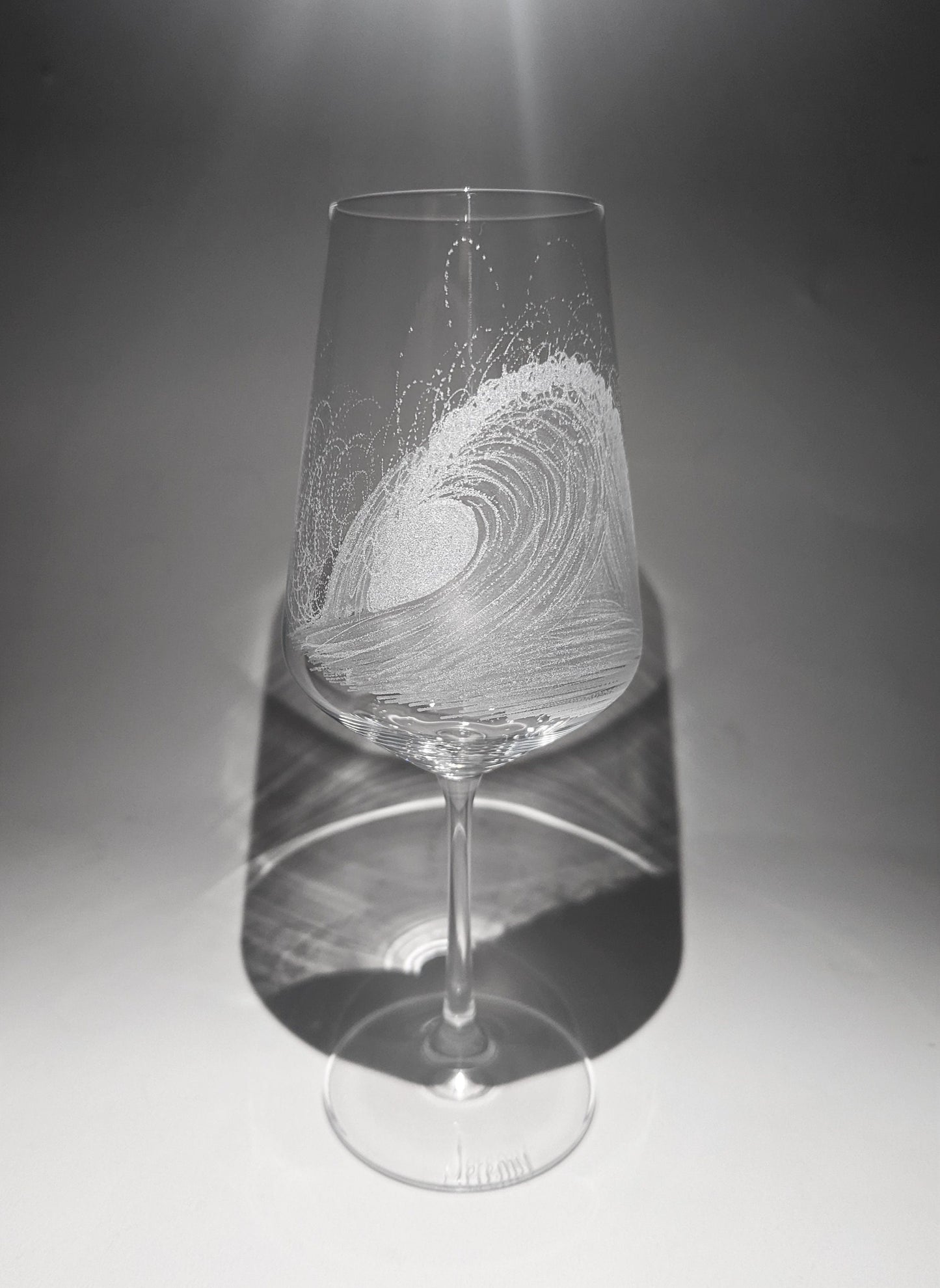 Hand Engraved Wave Wine Glass - Ocean Wave Gift