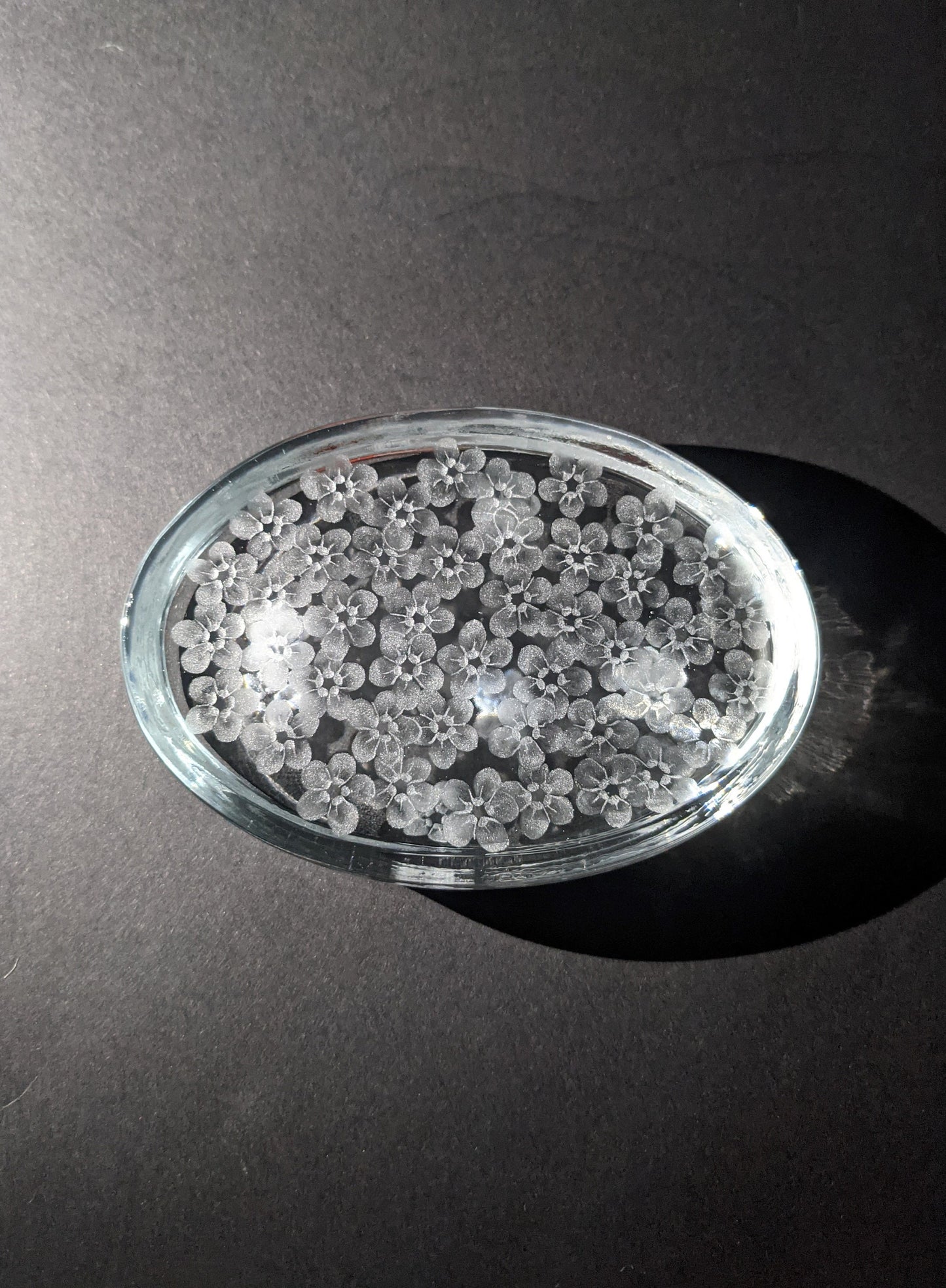 Oval Forget Me Not Paperweight  -  Engraved Glass Gifts