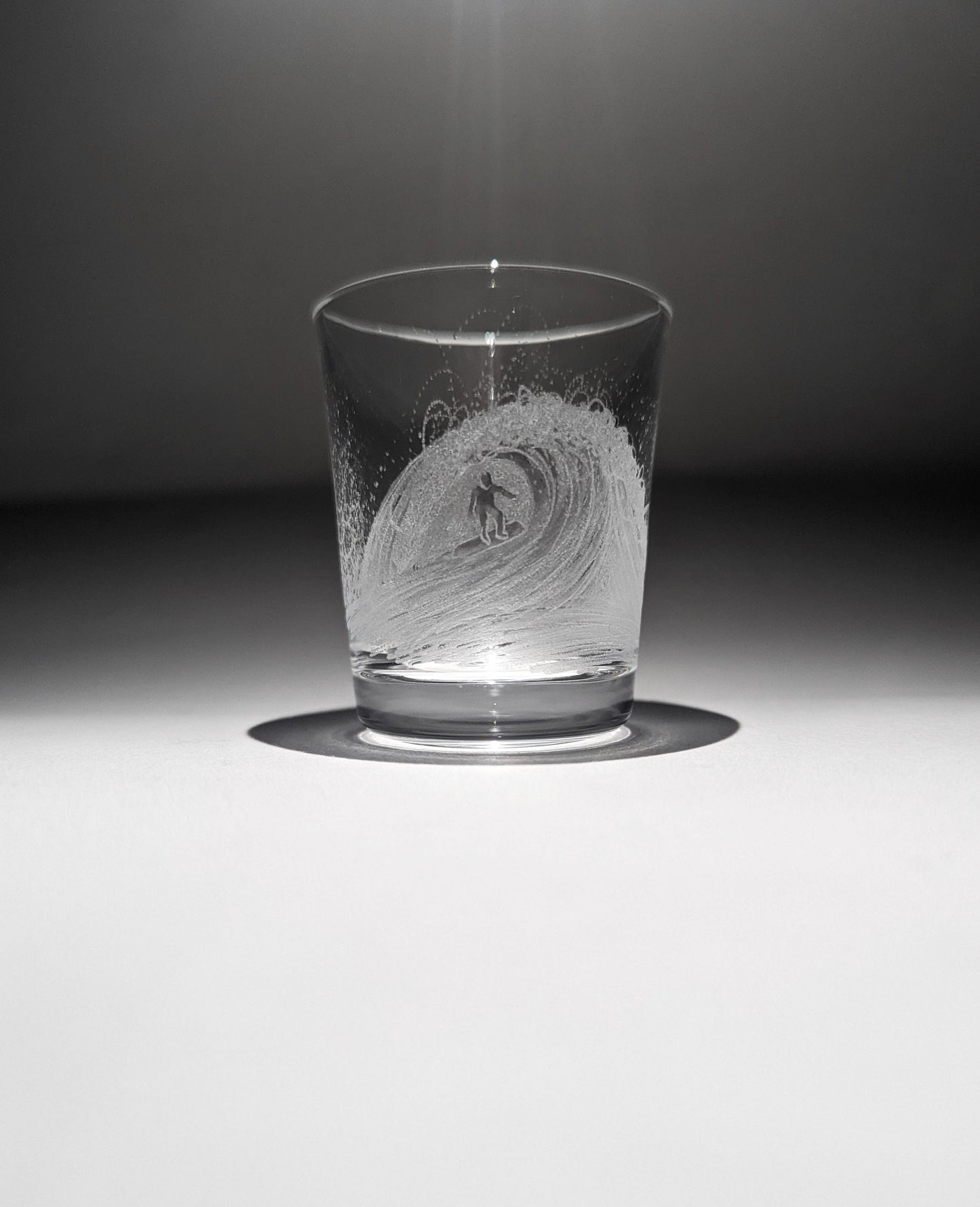 Hand Engraved Surfer Shot Glass - Surfing The Wave Gift