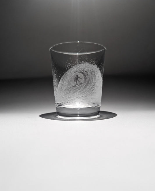 Hand Engraved Surfer Shot Glass - Surfing The Wave Gift