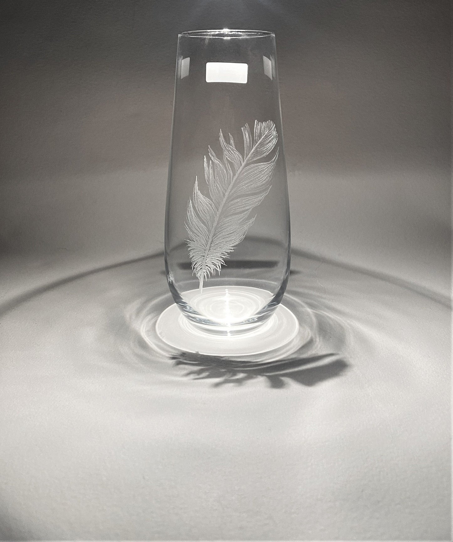 Hand Engraved Feather Vase - Miniature Vase Gift