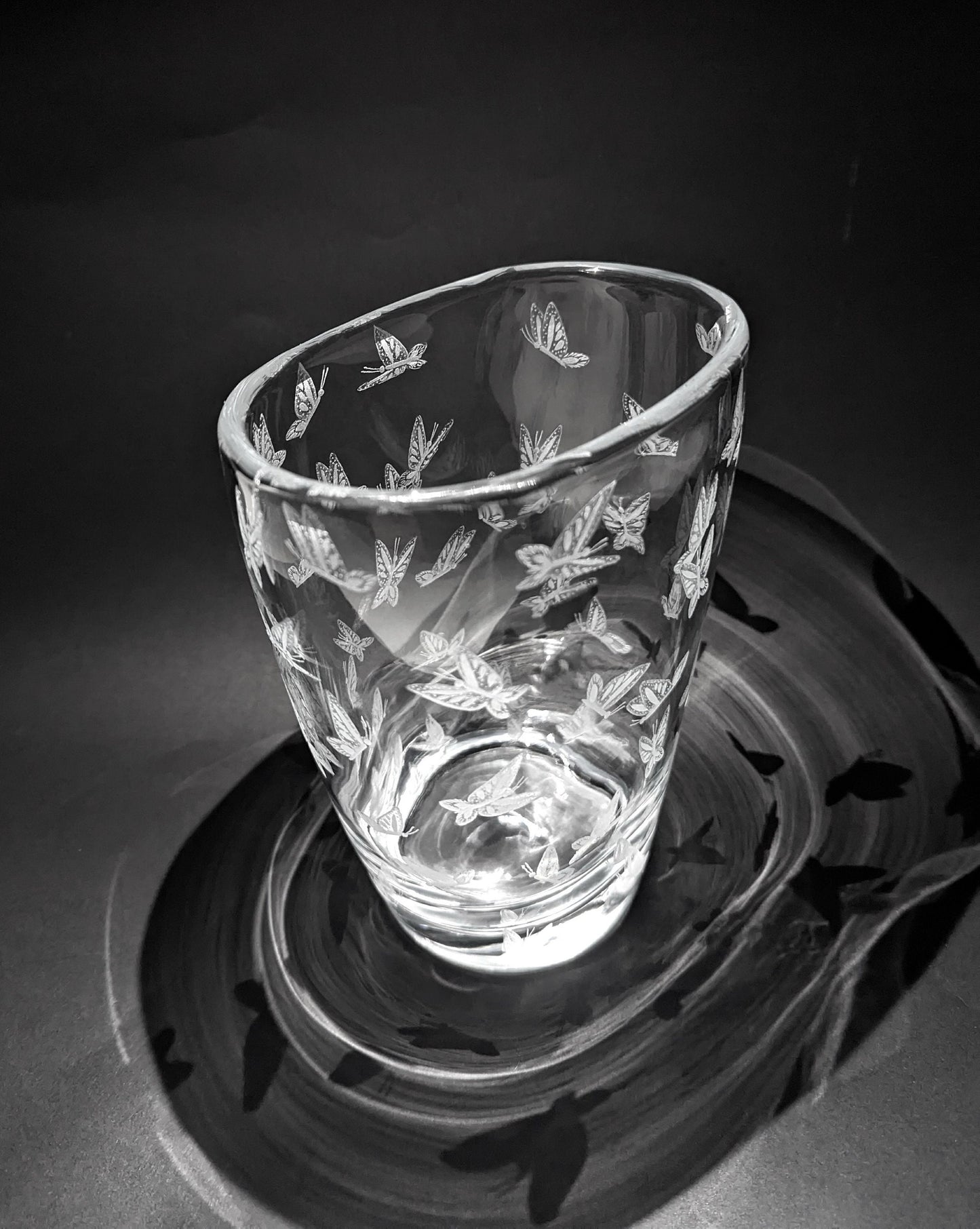 Hand Engraved Butterflies Gift - Unique Etches Butterfly Vase