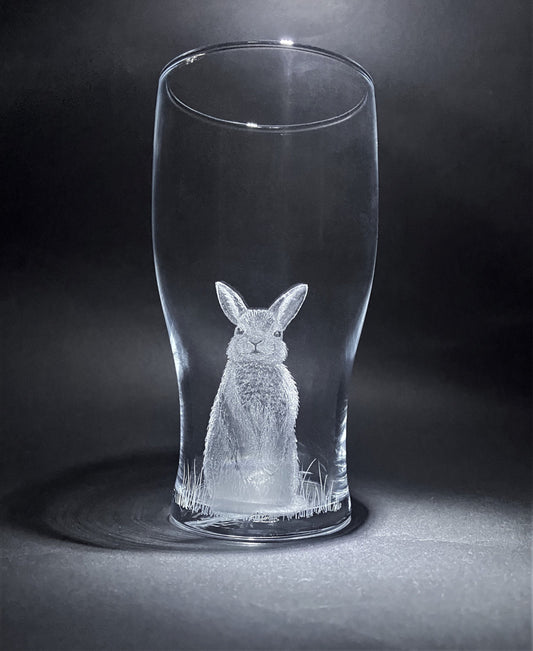 Hand Engraved Bunny Rabbit Pint Glass – Adorable Bunny Gift