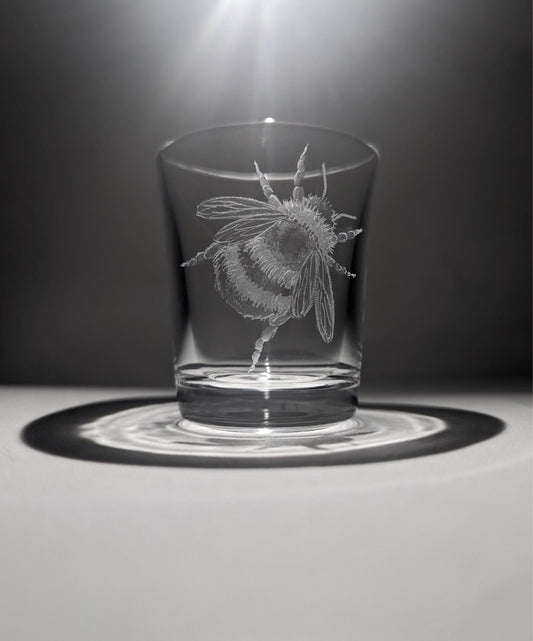 Hand Engraved Bumblebee Shot Glass - Bee Gift