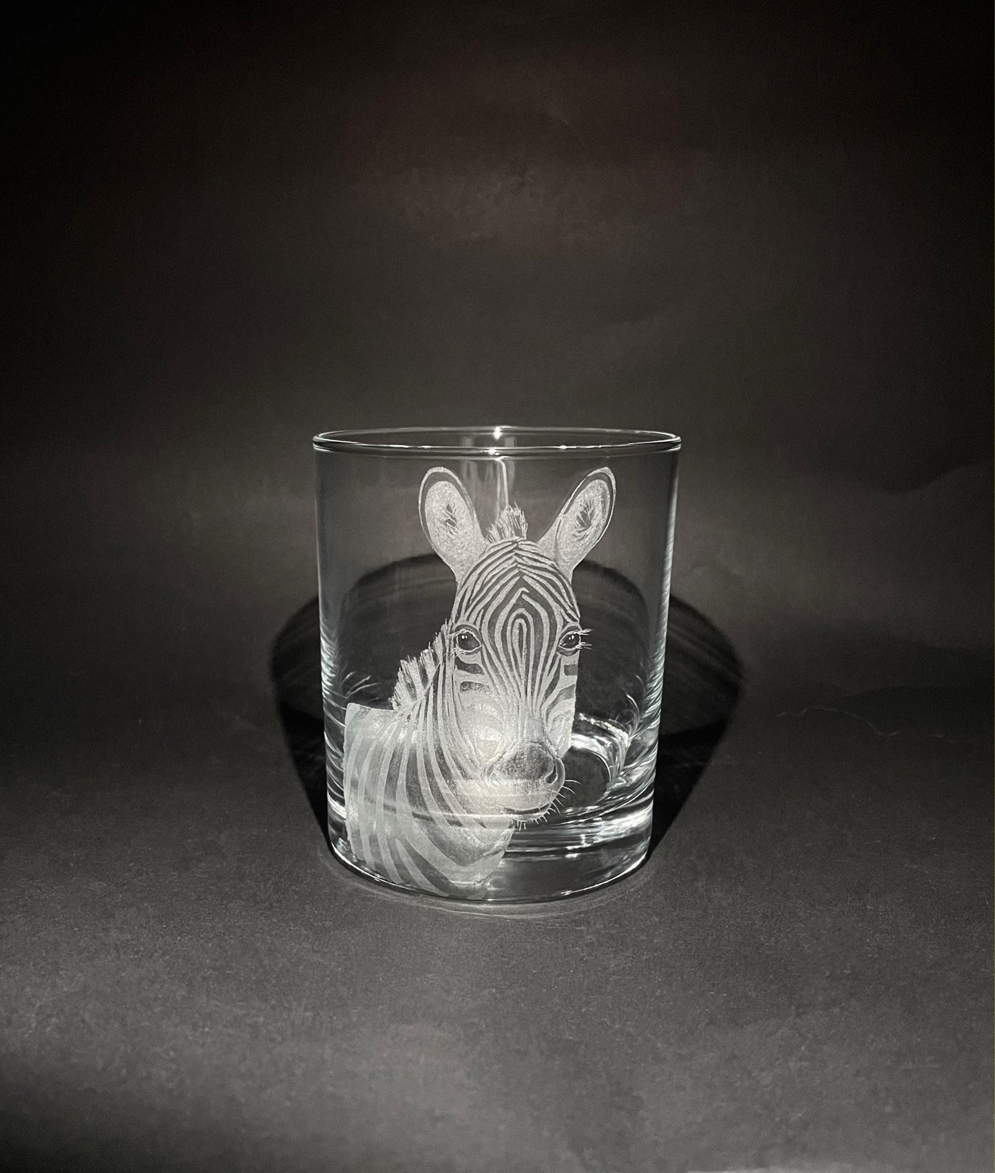 Hand Engraved Zebra Whisky Glass - Personalised Zebra Gift
