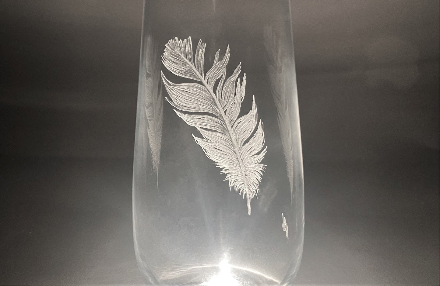 Hand Engraved Feather Vase - Miniature Vase Gift