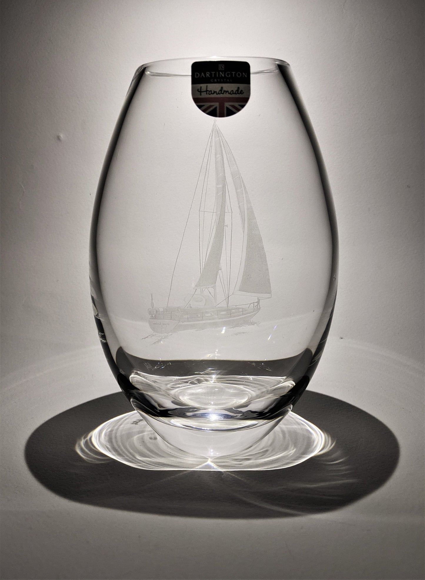 Custom Sailing Yacht Crystal Vase - Your Sailing Boat Hand Engraved on Dartington Crystal - Personalised Glass Gifts