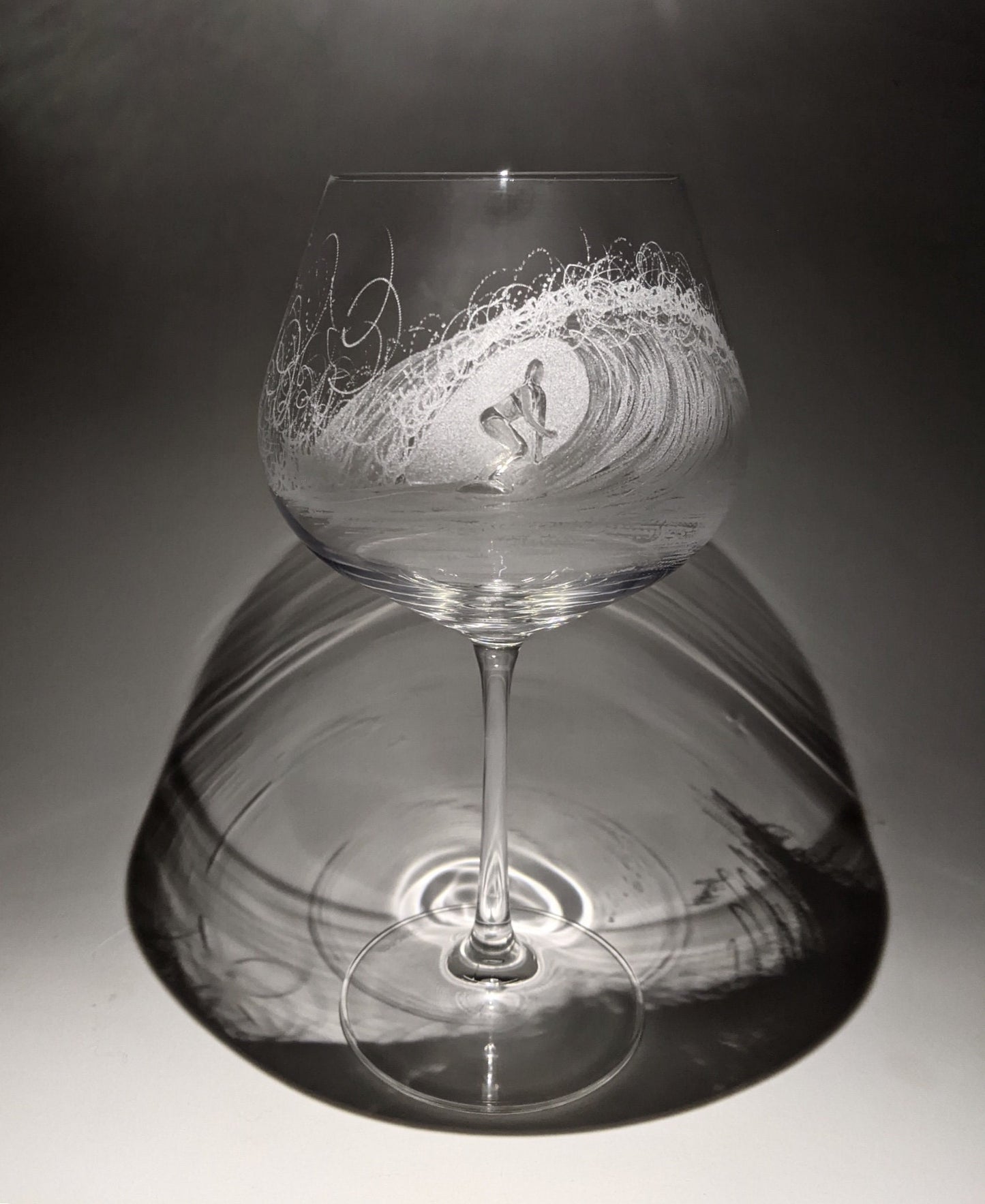 Hand Engraved Surfing Wave Gin Glass – Surfer Gift