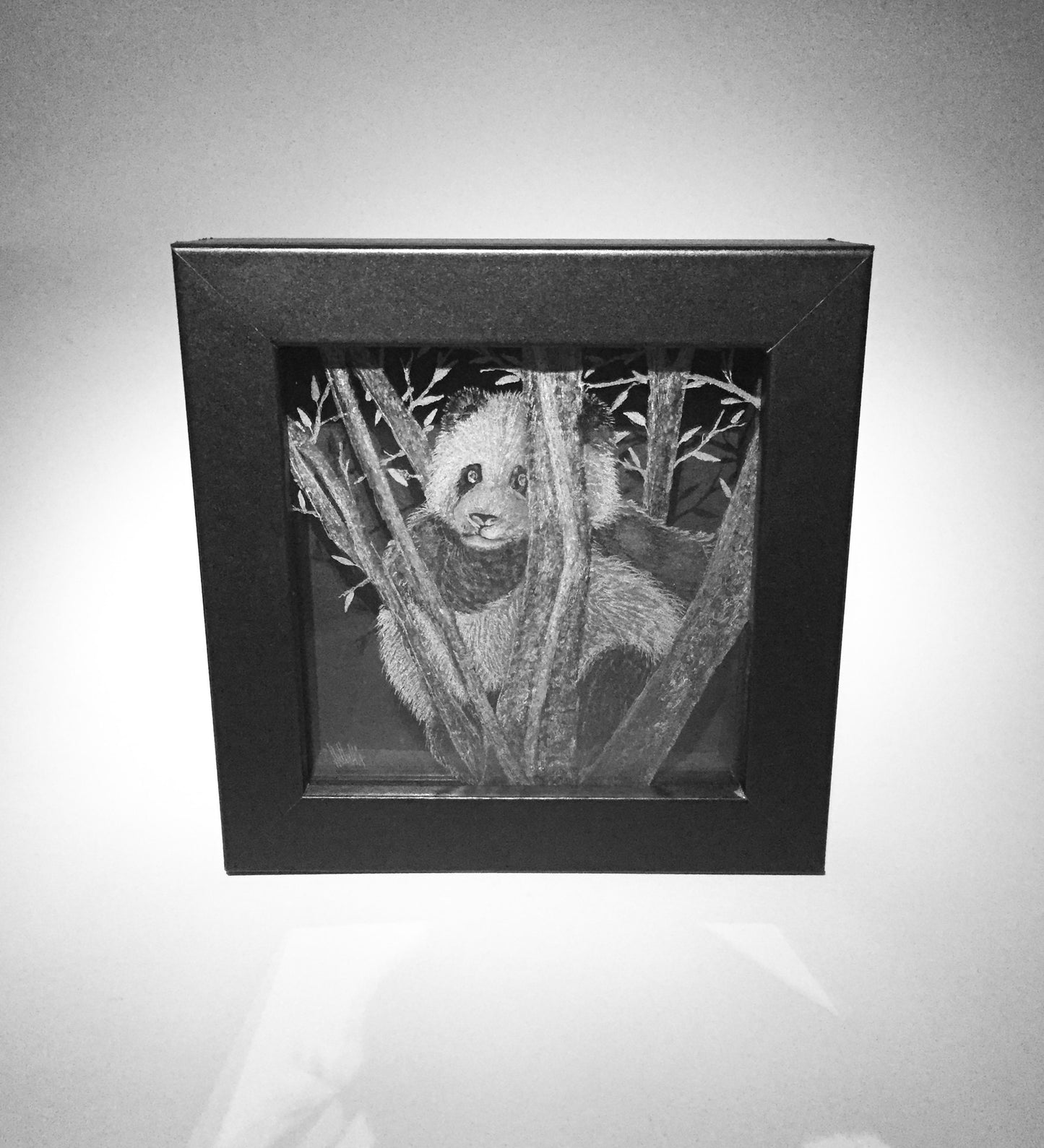 Hand Engraved Panda Glass Frame – Panda Art Gift