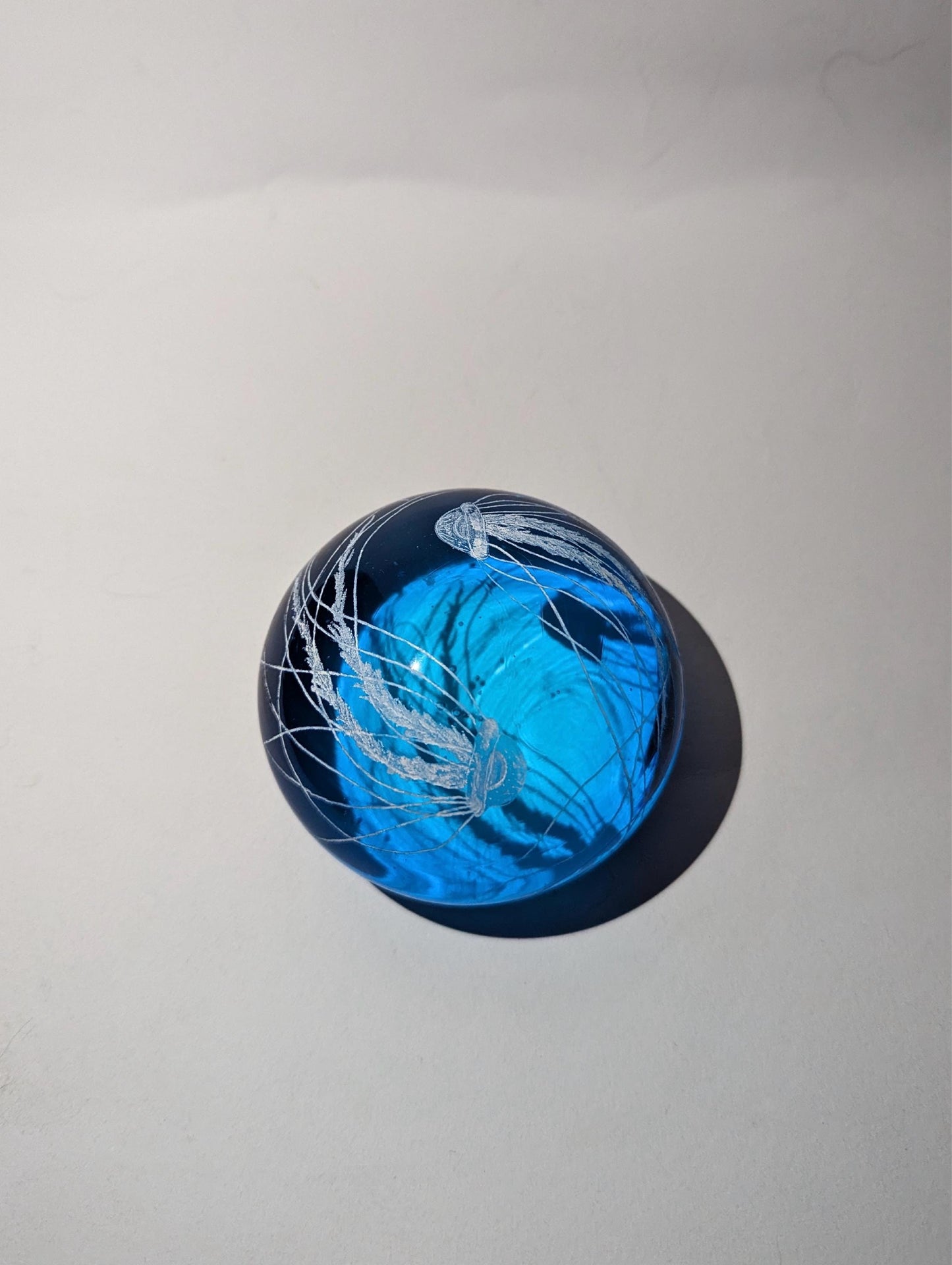 Unique Jellyfish Paperweight - Blue Glass Paperweight
